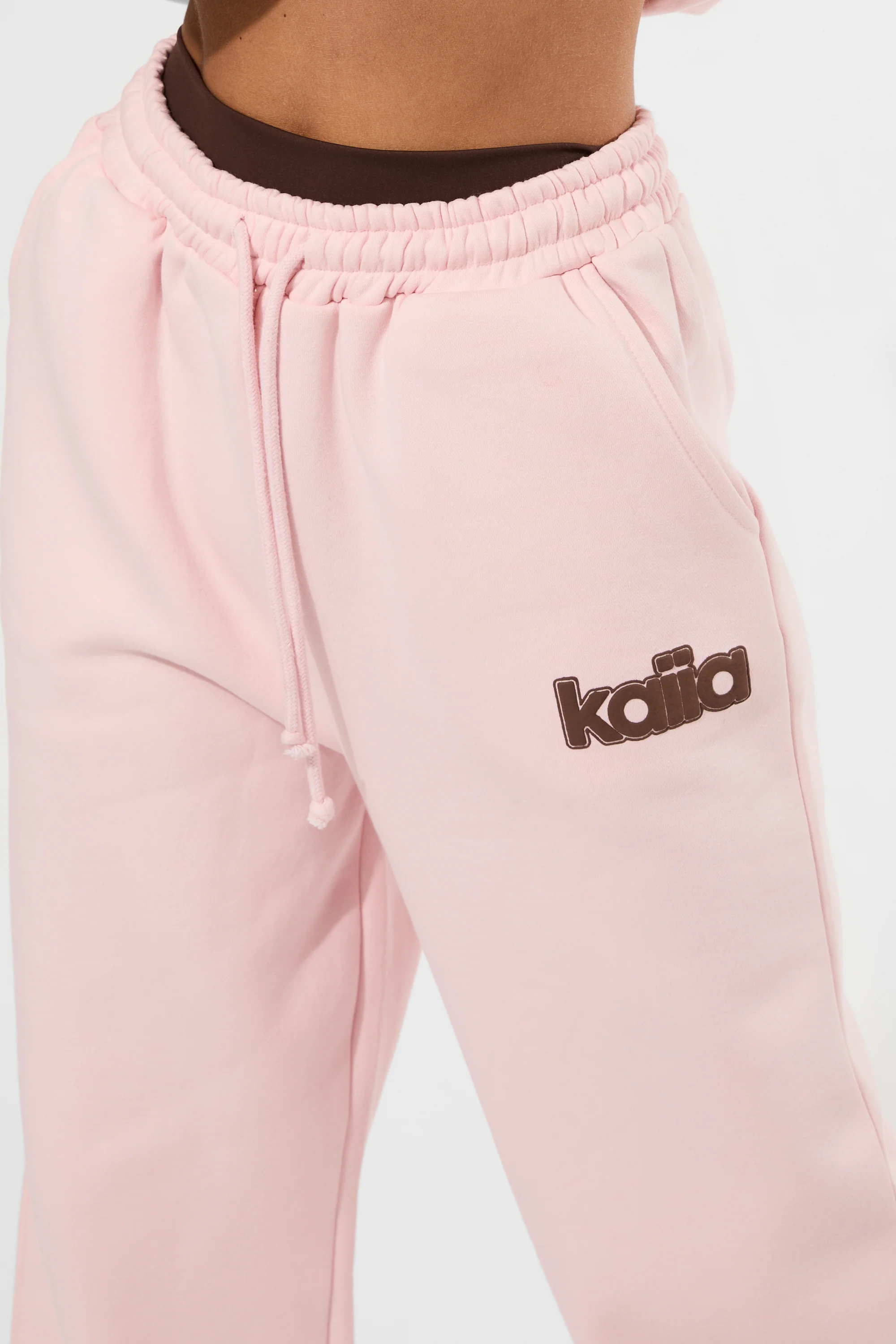 Kaiia Puff Print Wide Leg Joggers Baby Pink - Image 3