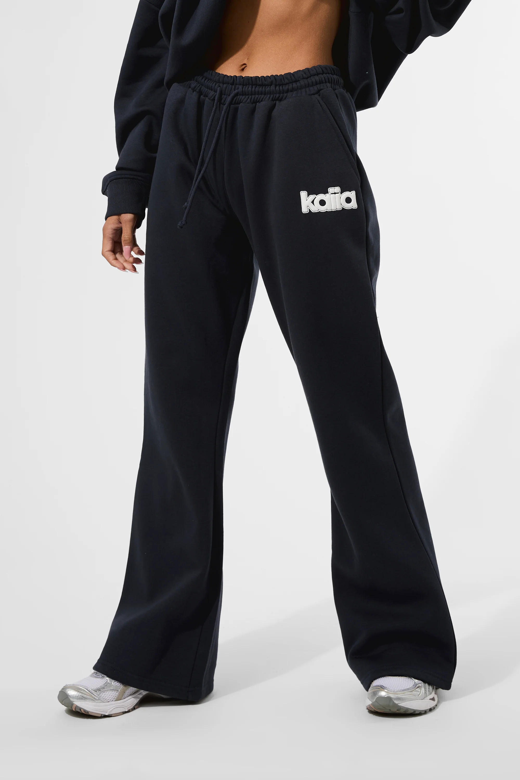 Kaiia Puff Print Wide Leg Joggers Navy - Image 2