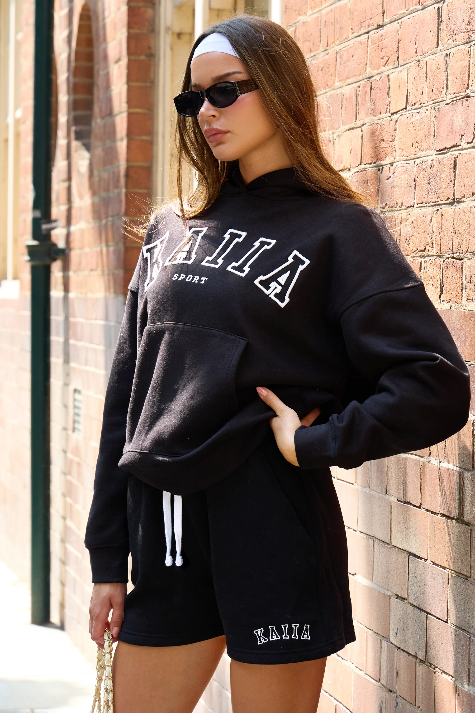 Kaiia Logo Sweat Shorts Black & White - Image 10