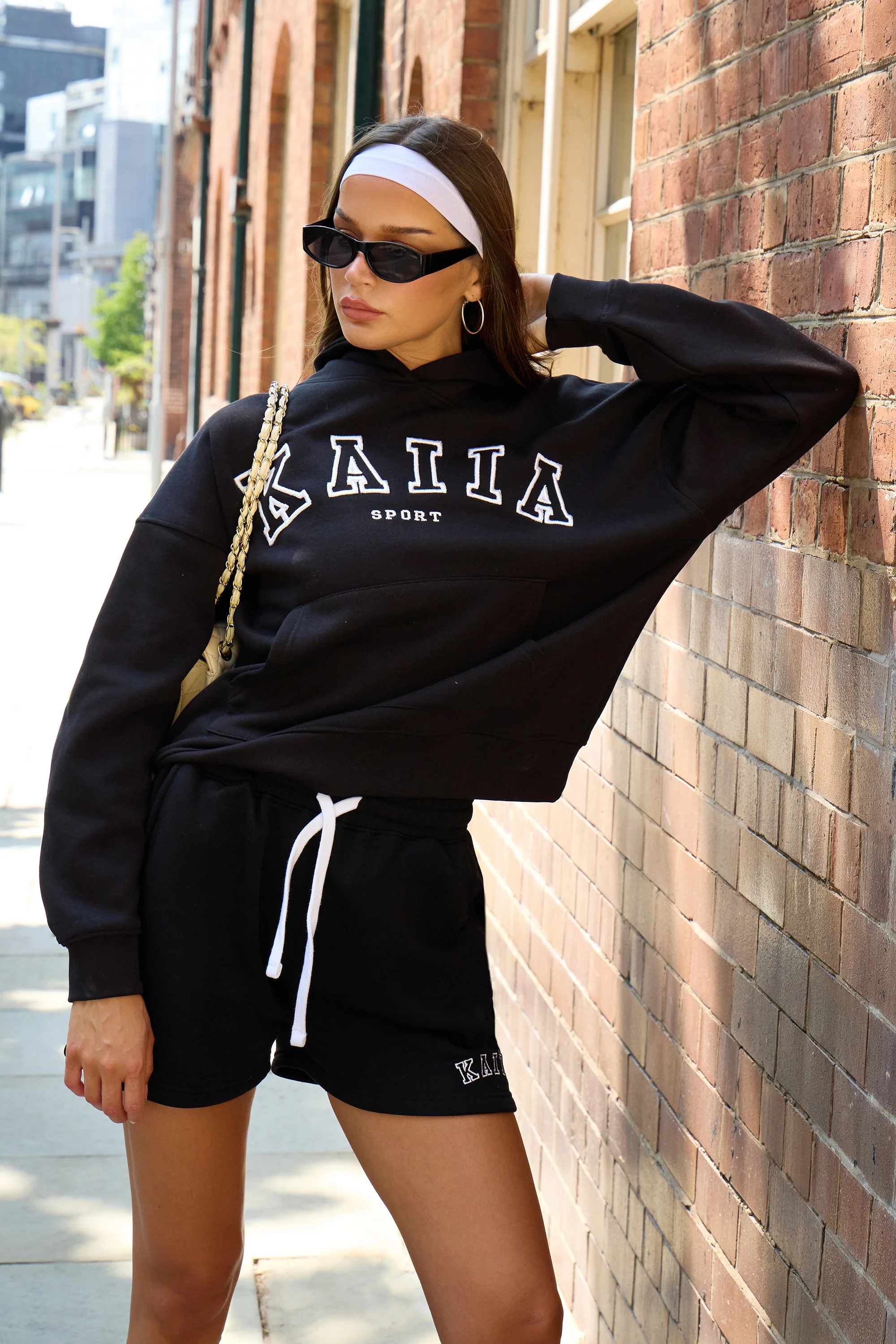 Kaiia Logo Sweat Shorts Black & White - Image 13