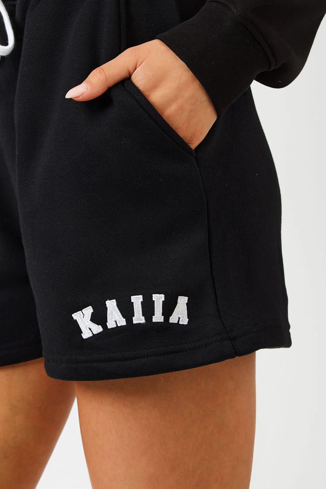 Kaiia Logo Sweat Shorts Black & White - Image 3