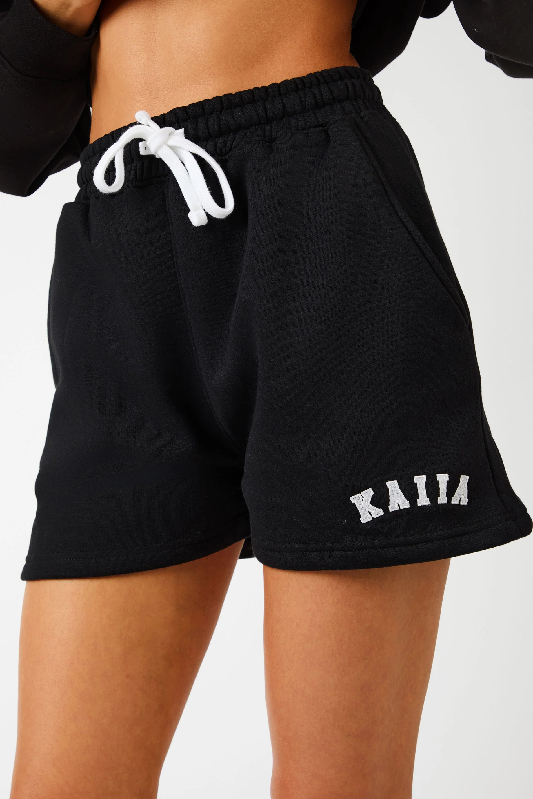 Kaiia Logo Sweat Shorts Black & White - Image 4