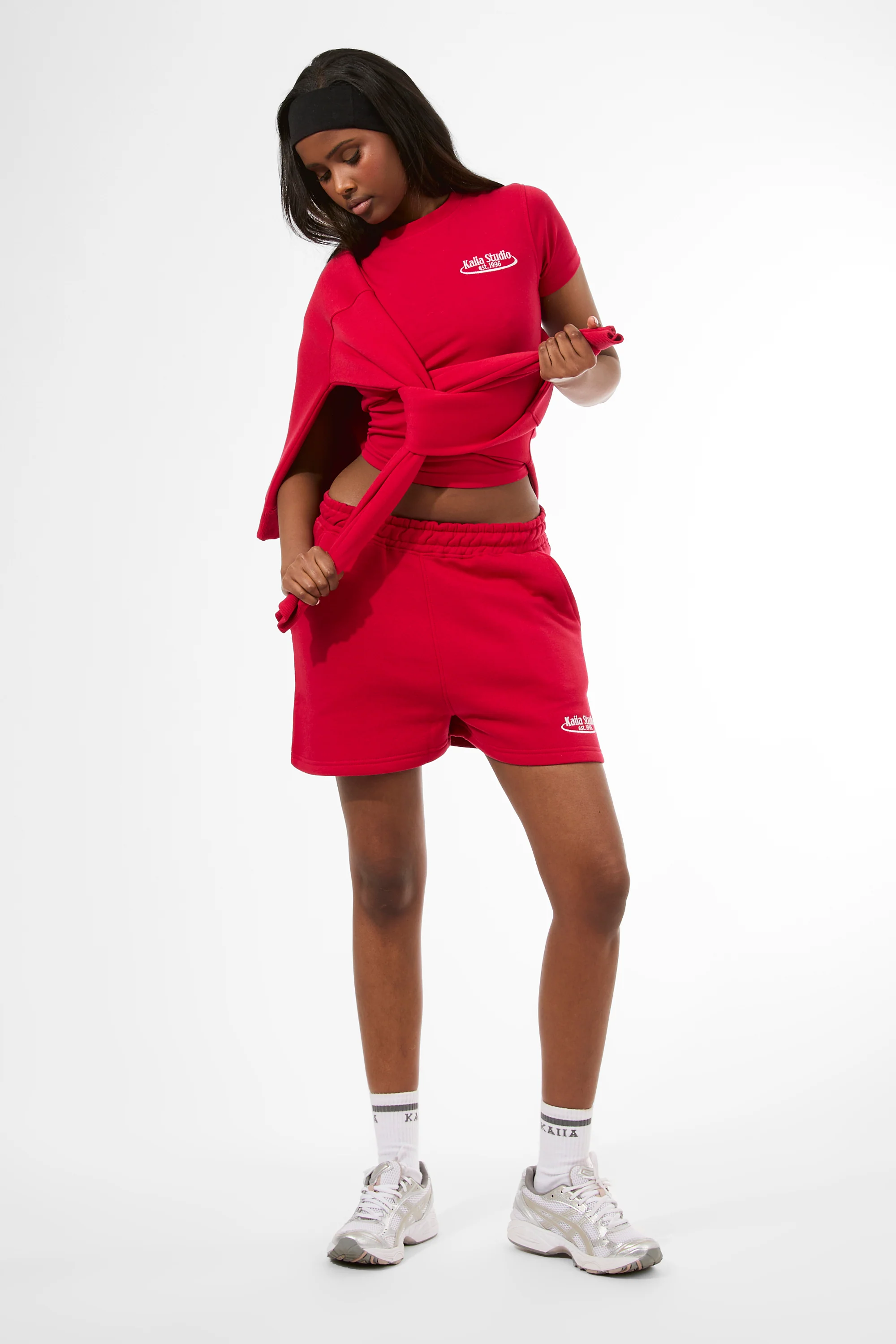 Kaiia Running Club Logo Longline Baby Tee Red - Image 5