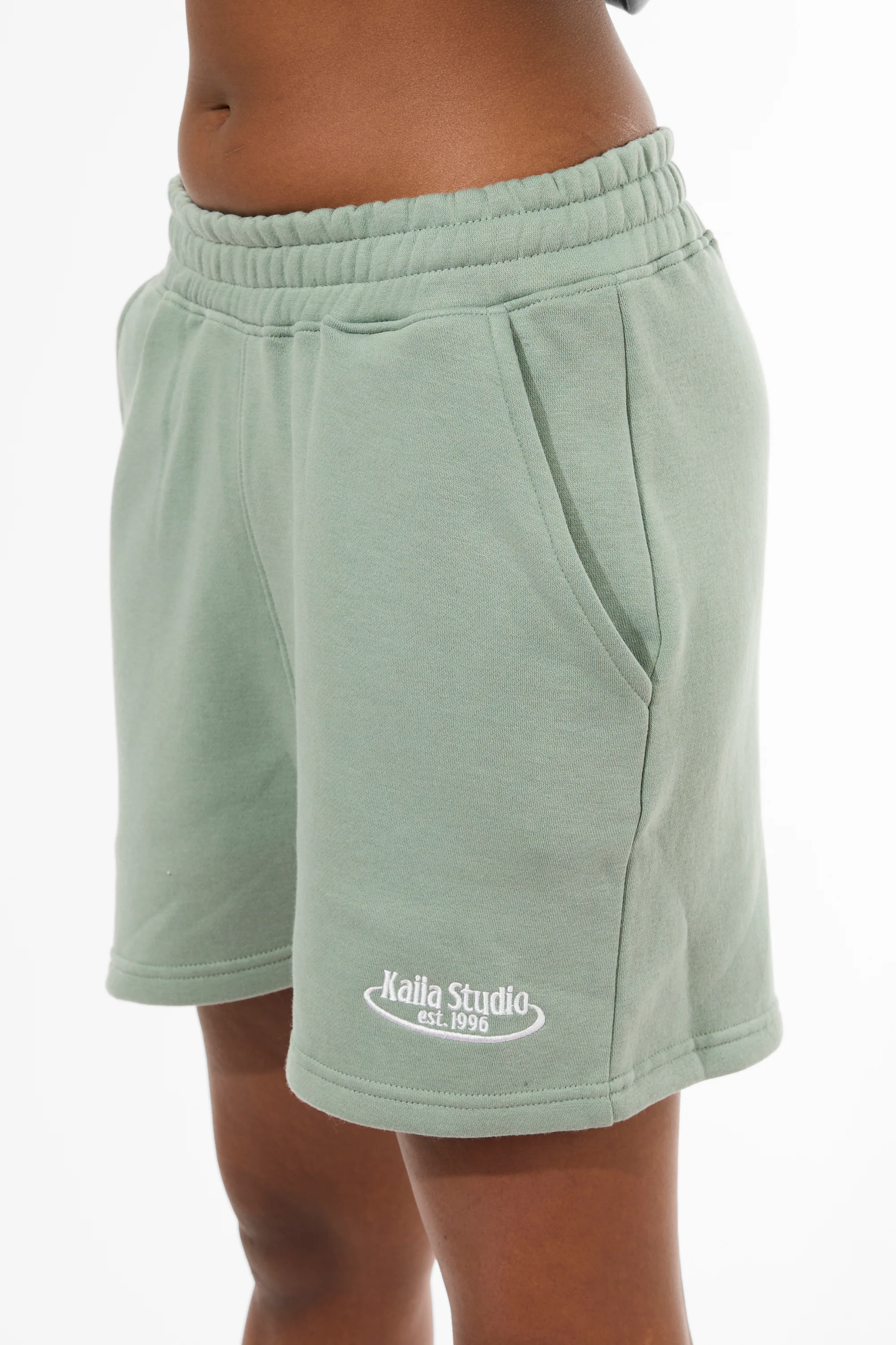 Kaiia Running Club Logo Sweat Shorts Green Tea - Image 2