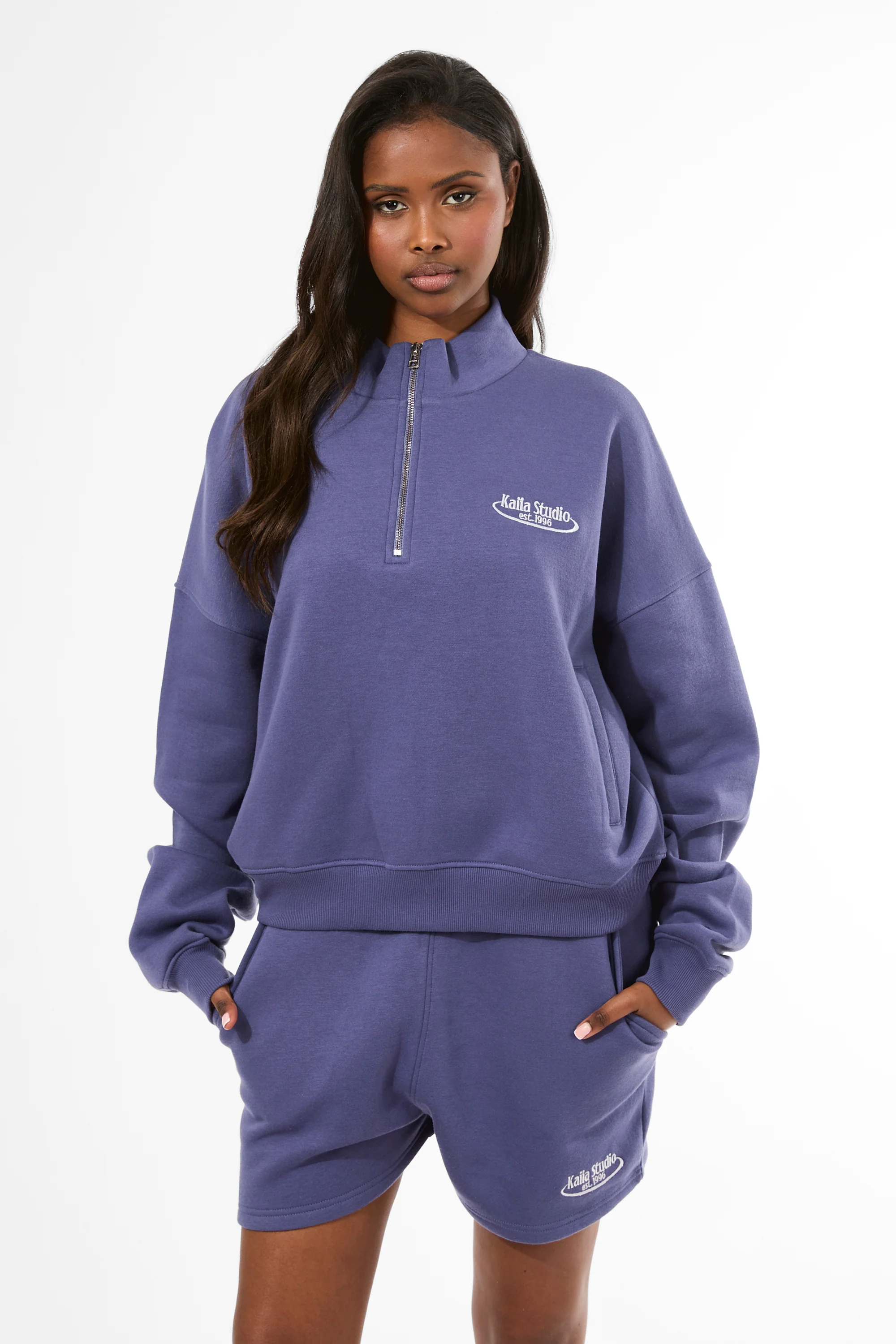 Kaiia Running Club Logo Sweat Shorts Light Navy - Image 10