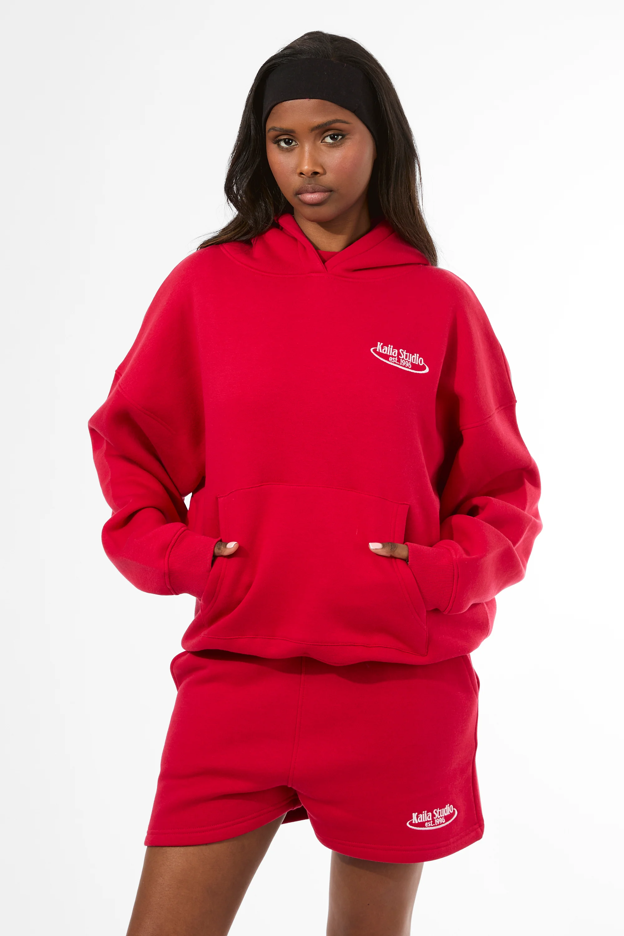 Kaiia Running Club Logo Sweat Shorts Red - Image 4