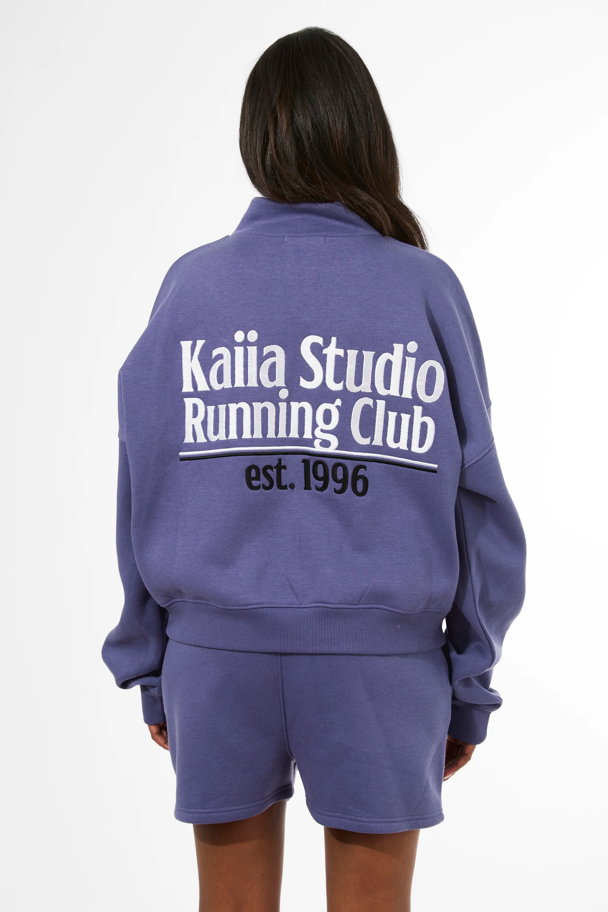 Kaiia Running Club Logo Quarter Zip Sweatshirt Light Navy - Image 6
