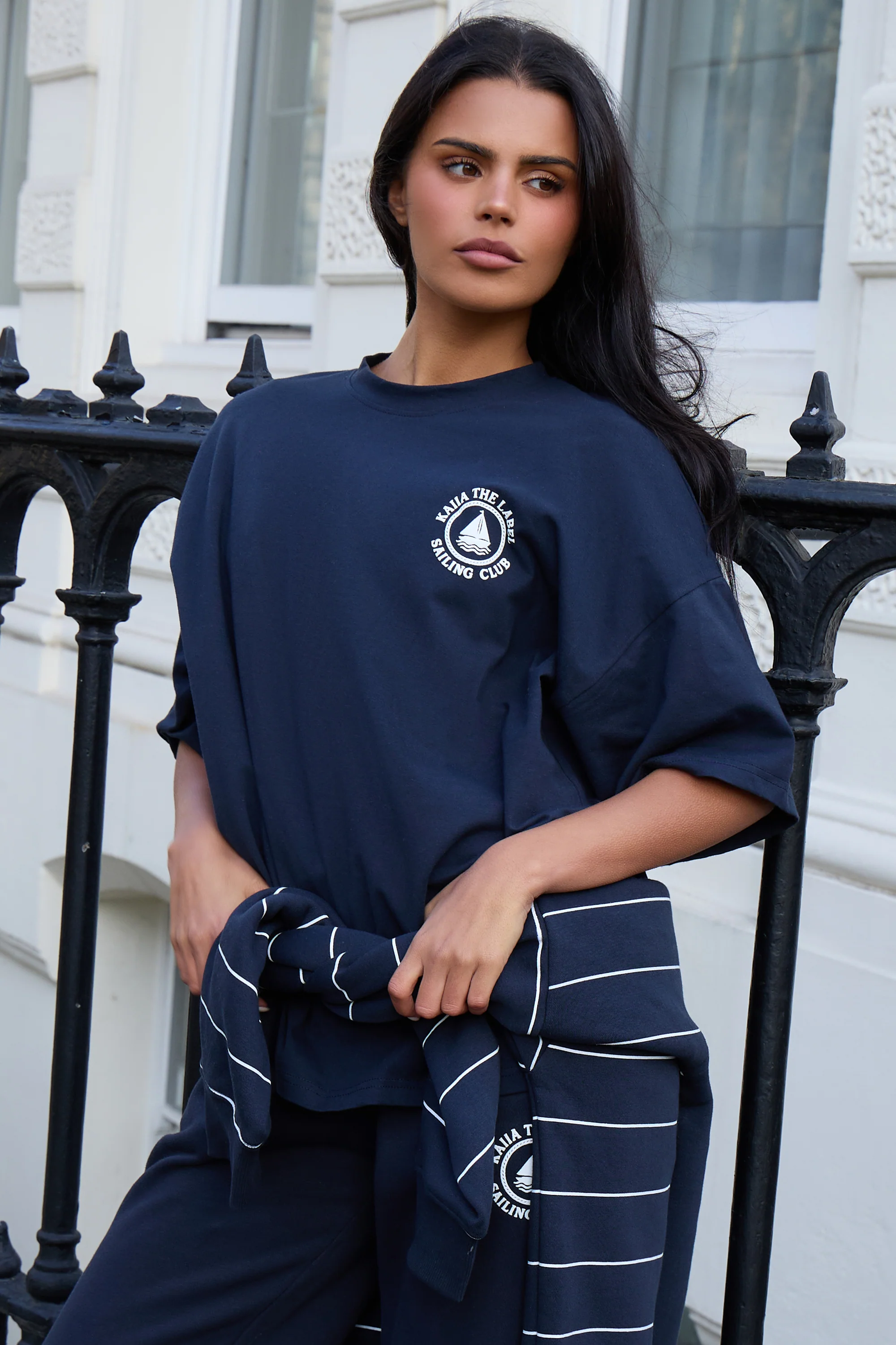 Kaiia Sailor Club Oversized T-shirt Ink Blue - Image 2