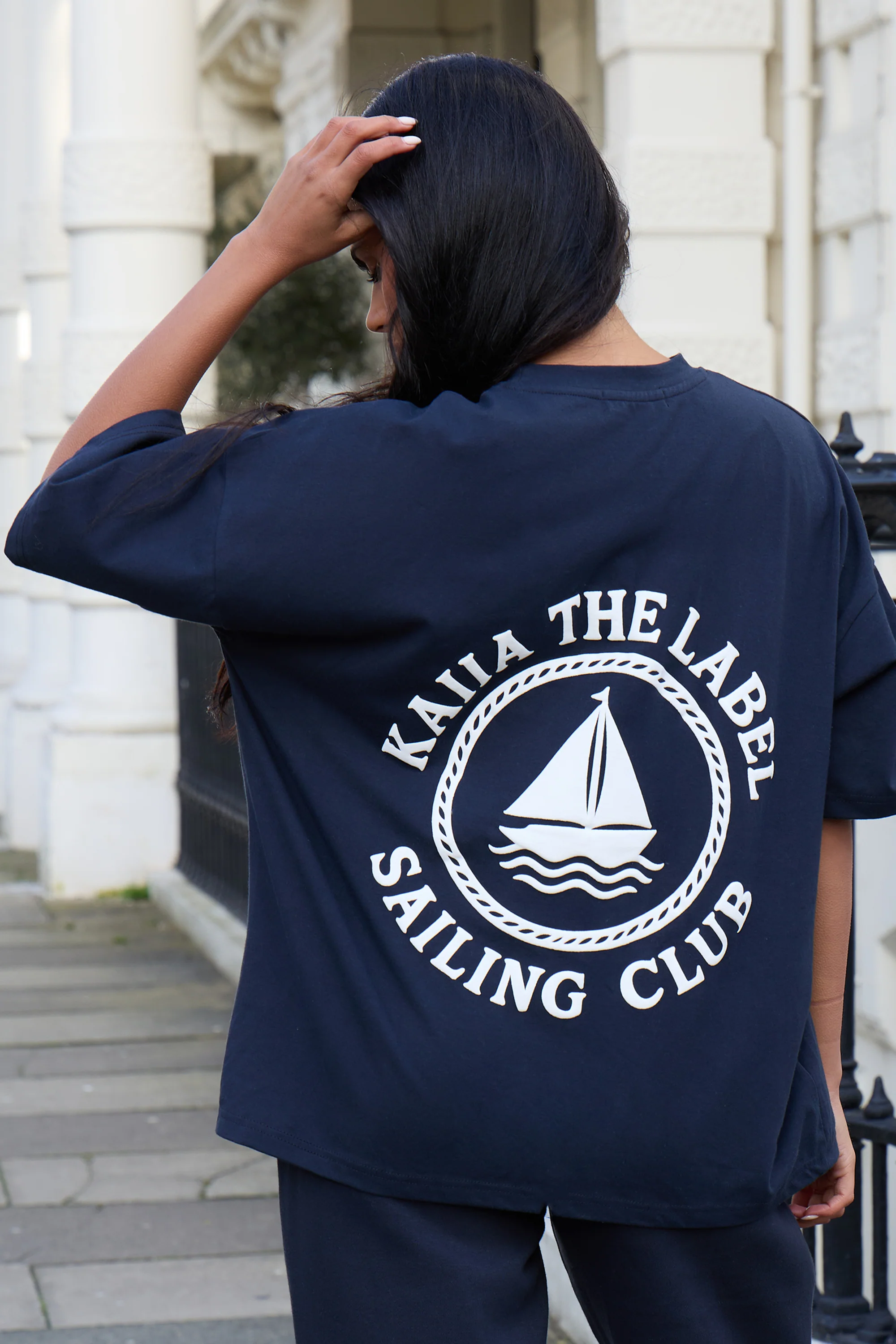 Kaiia Sailor Club Oversized T-shirt Ink Blue - Image 4