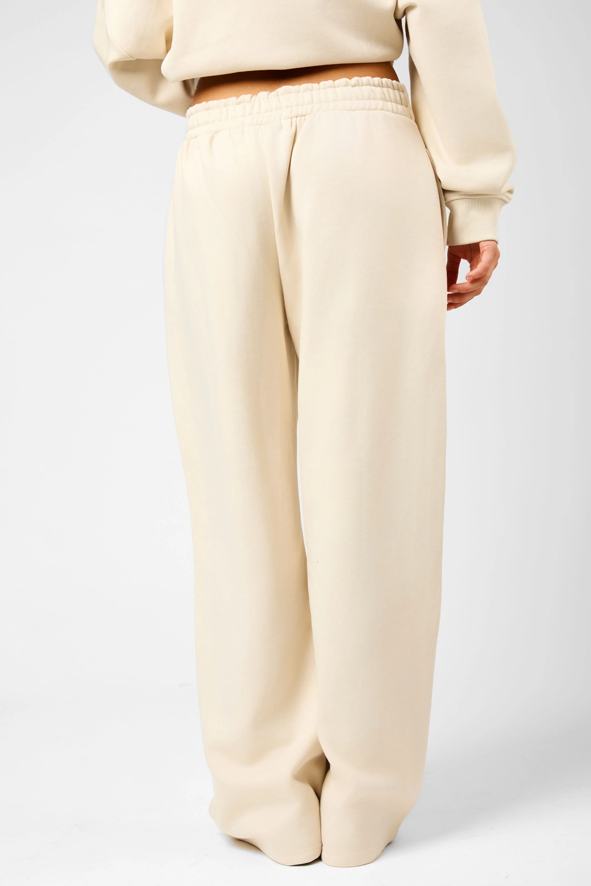 Kaiia Script Logo Button Down Detail Wide Leg Joggers Crème - Image 6