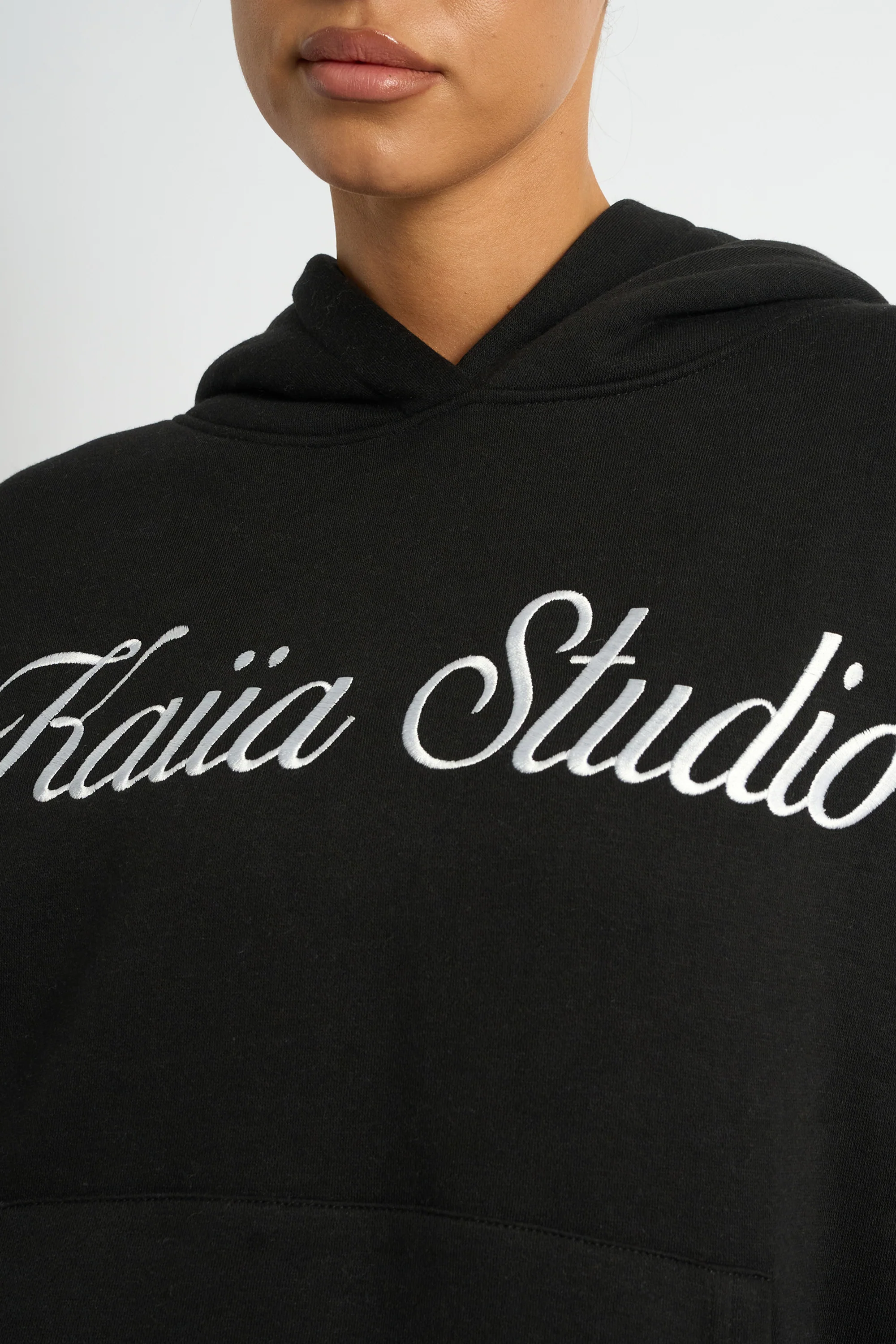 Kaiia Script Logo Oversized Hoodie Black - Image 4