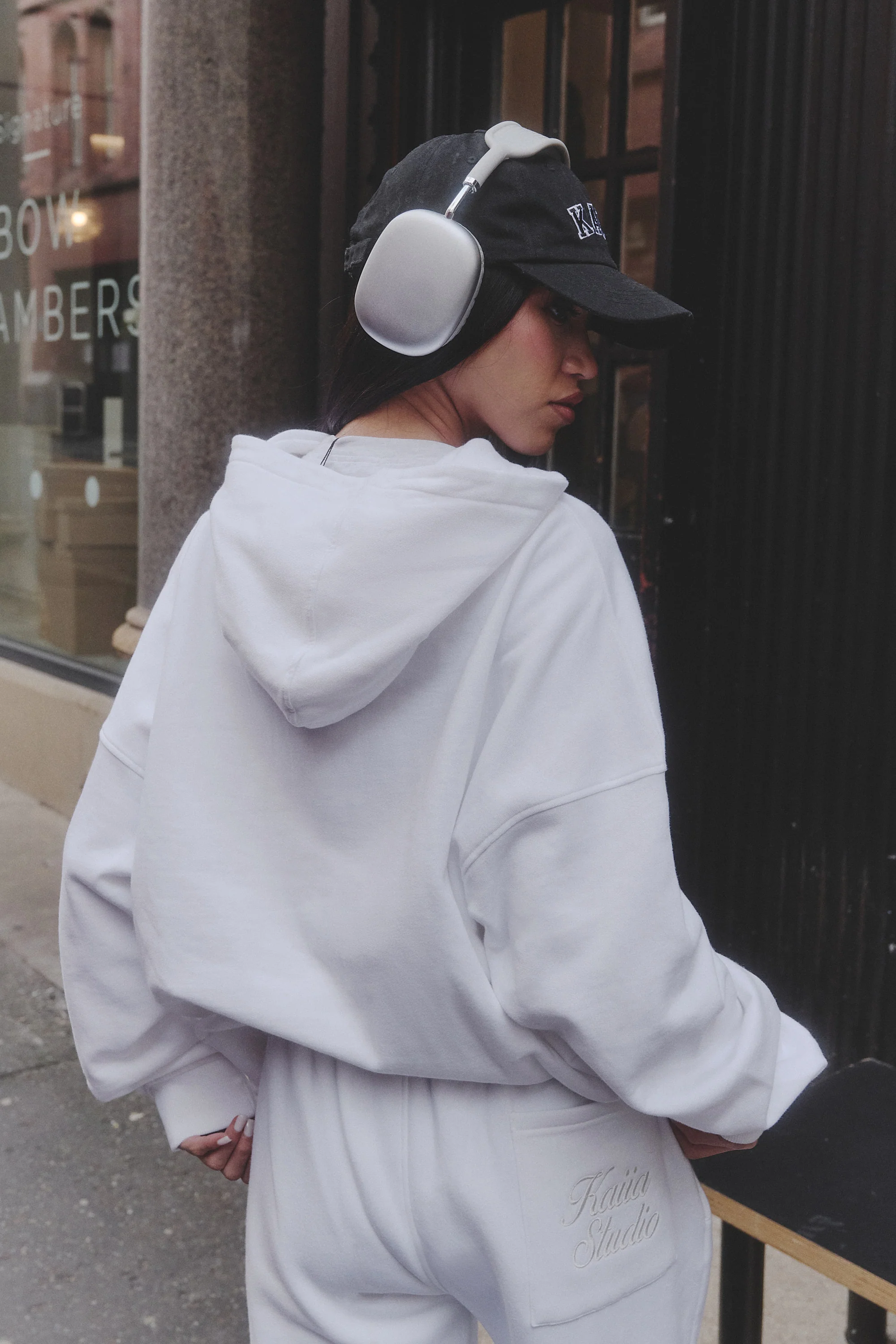Kaiia Studio Script Logo Oversized Hoodie White - Image 10