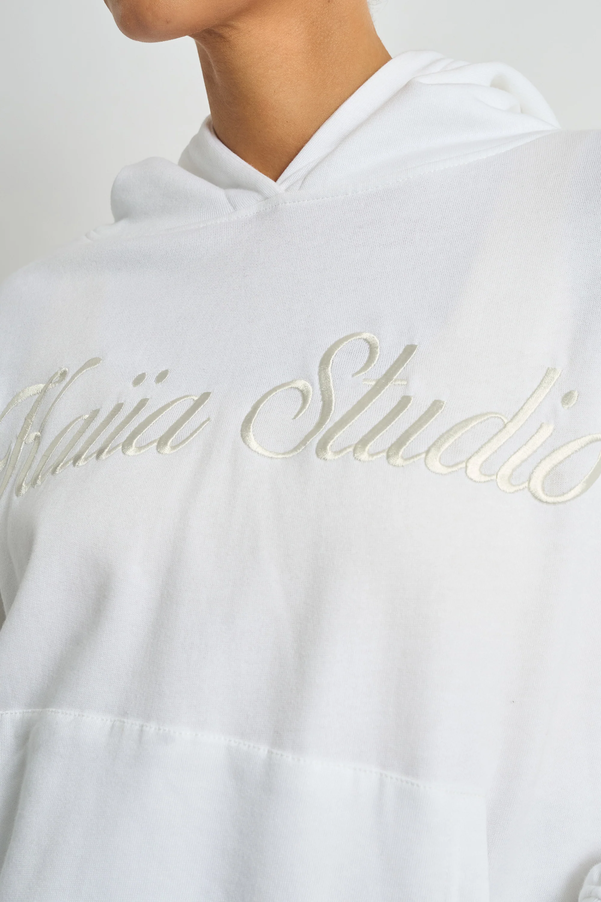 Kaiia Studio Script Logo Oversized Hoodie White - Image 6