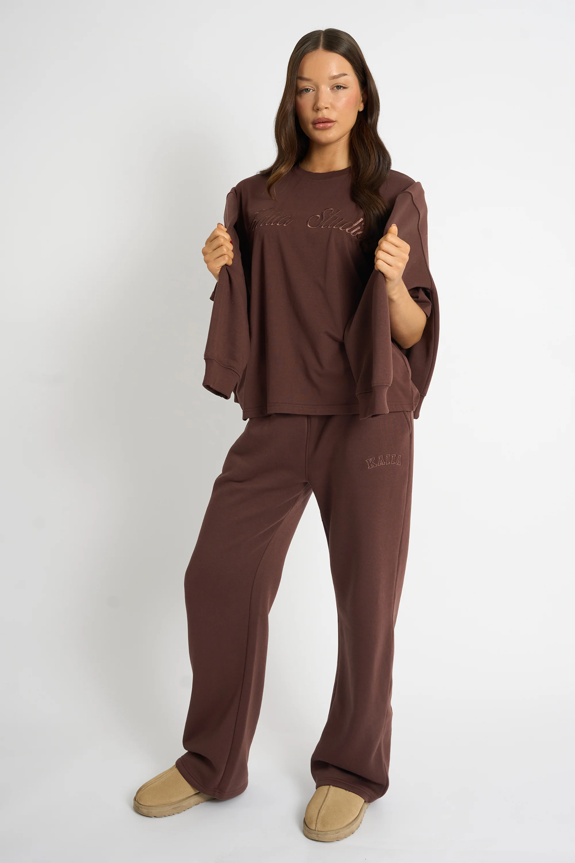 Kaiia Script Logo Oversized T-Shirt Mocha - Image 10