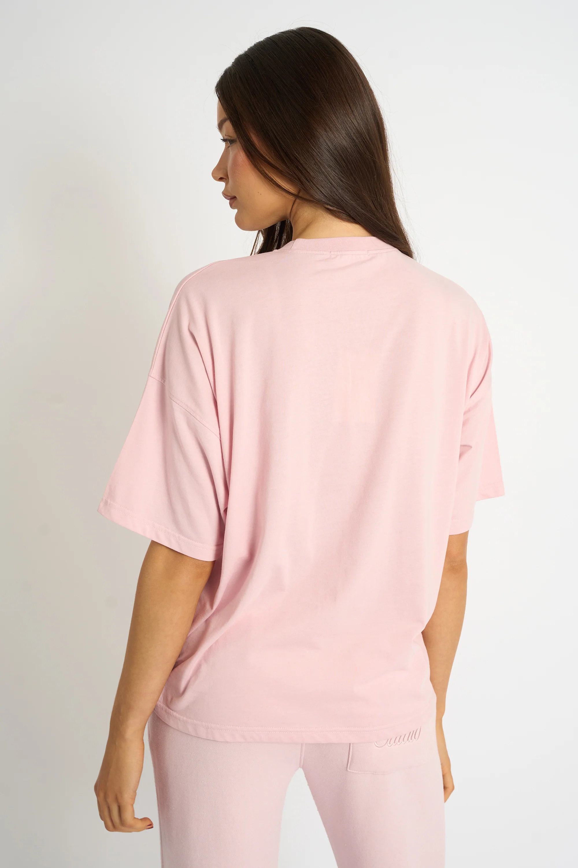 Kaiia Script Logo Oversized T-Shirt Pink Chai - Image 3