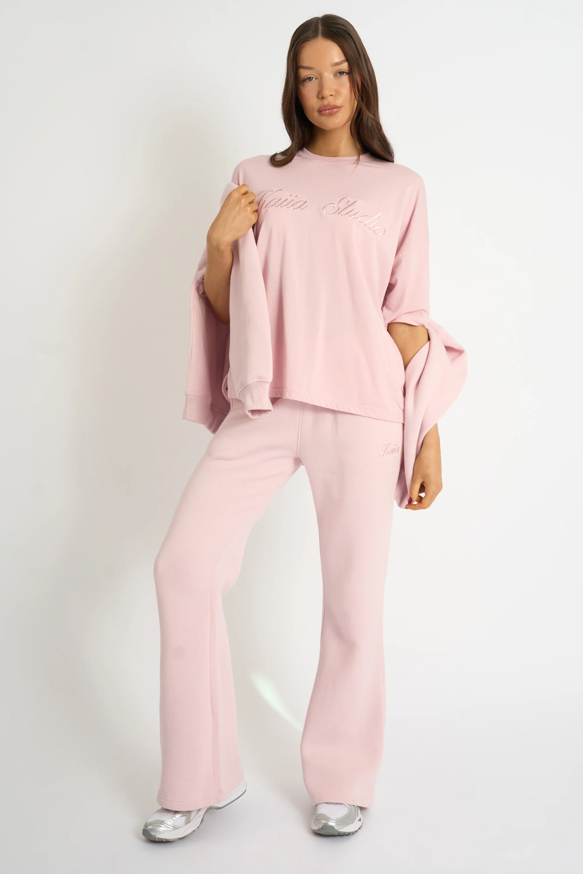 Kaiia Script Logo Oversized T-Shirt Pink Chai - Image 4