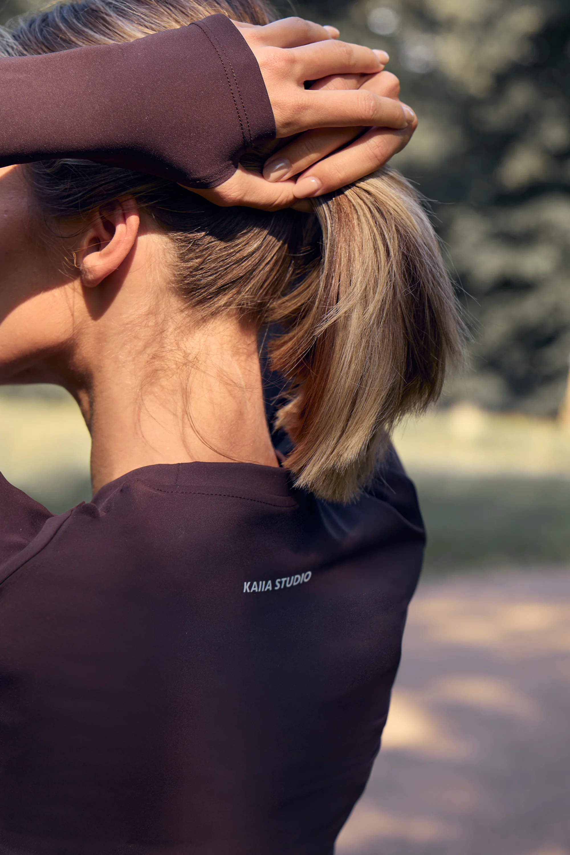 Kaiia Sculpt Long Sleeve Fitted T-Shirt Brown - Image 5