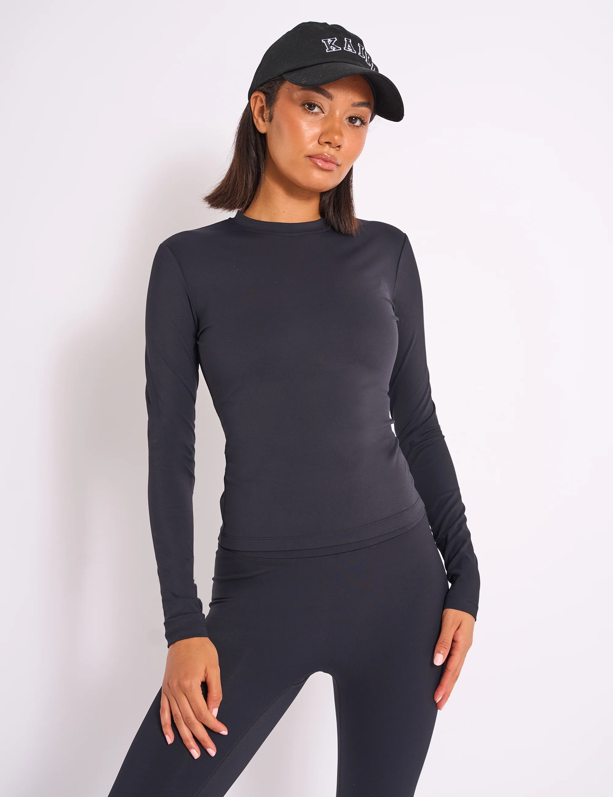 Kaiia Sculpt Long Sleeve Fitted T-shirt Black - Image 5
