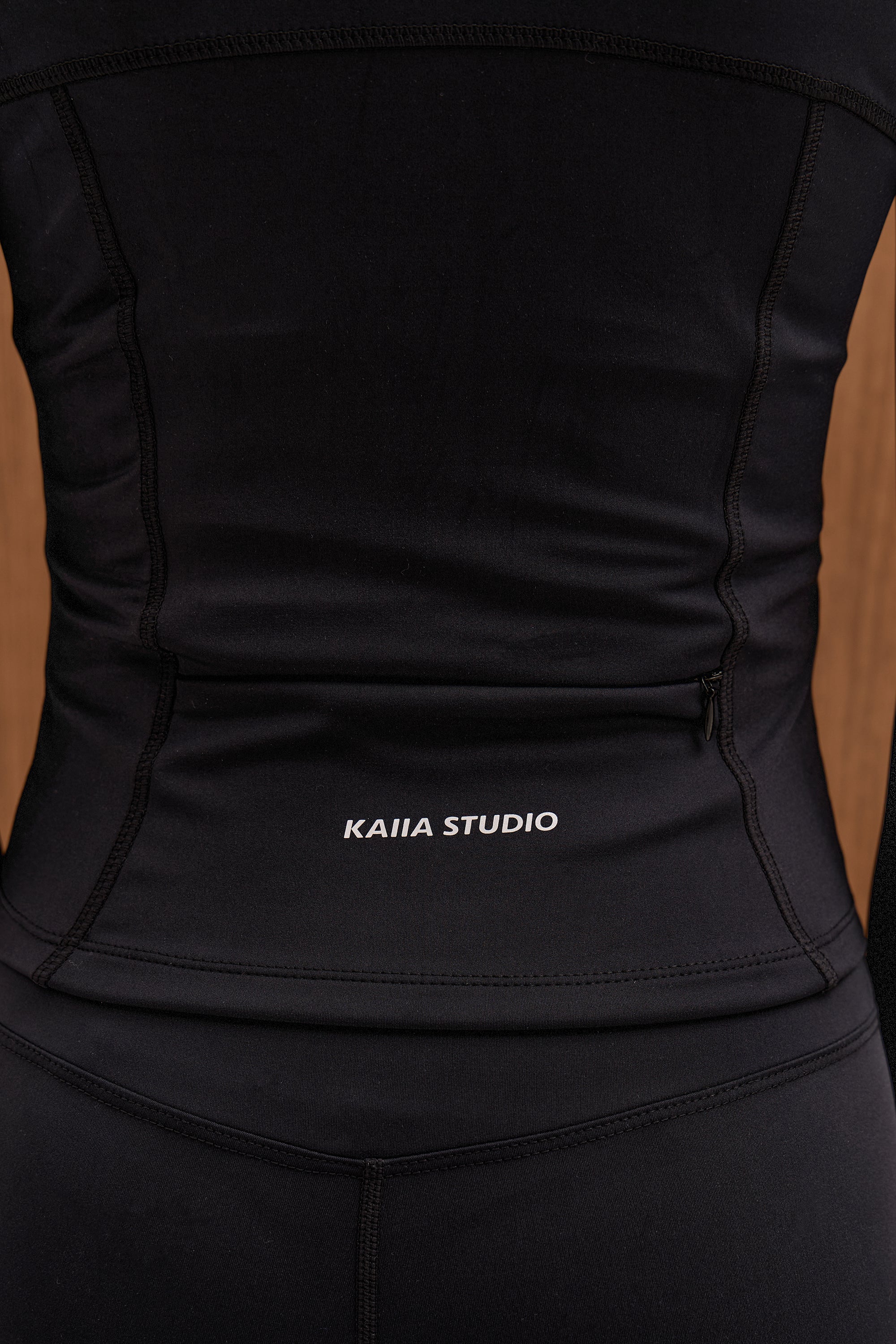 Kaiia Sculpt Long Sleeve Zip Through Fitted Jacket Black - Image 3