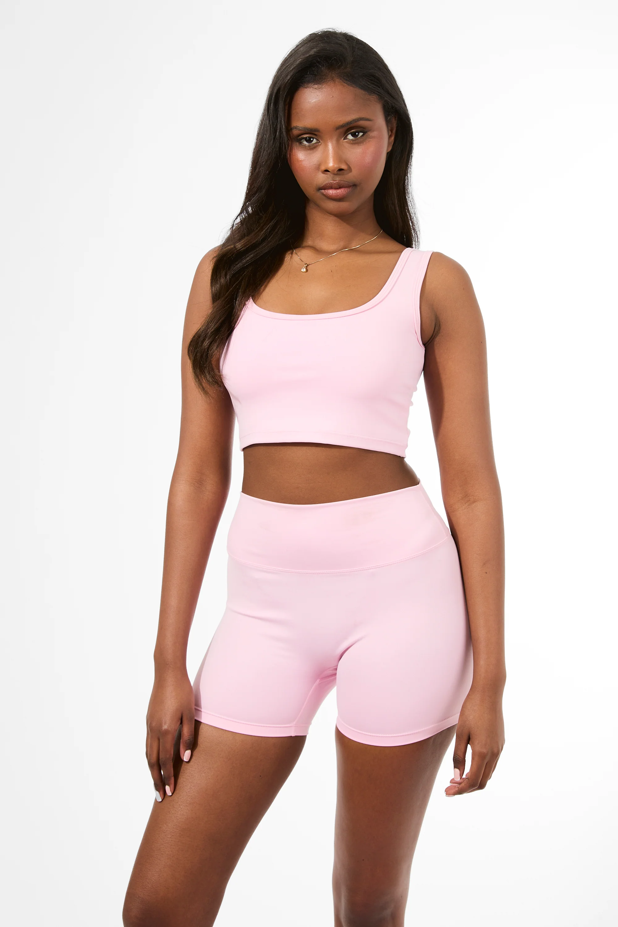 Kaiia Sculpt Mini Shorts Baby Pink - Image 9