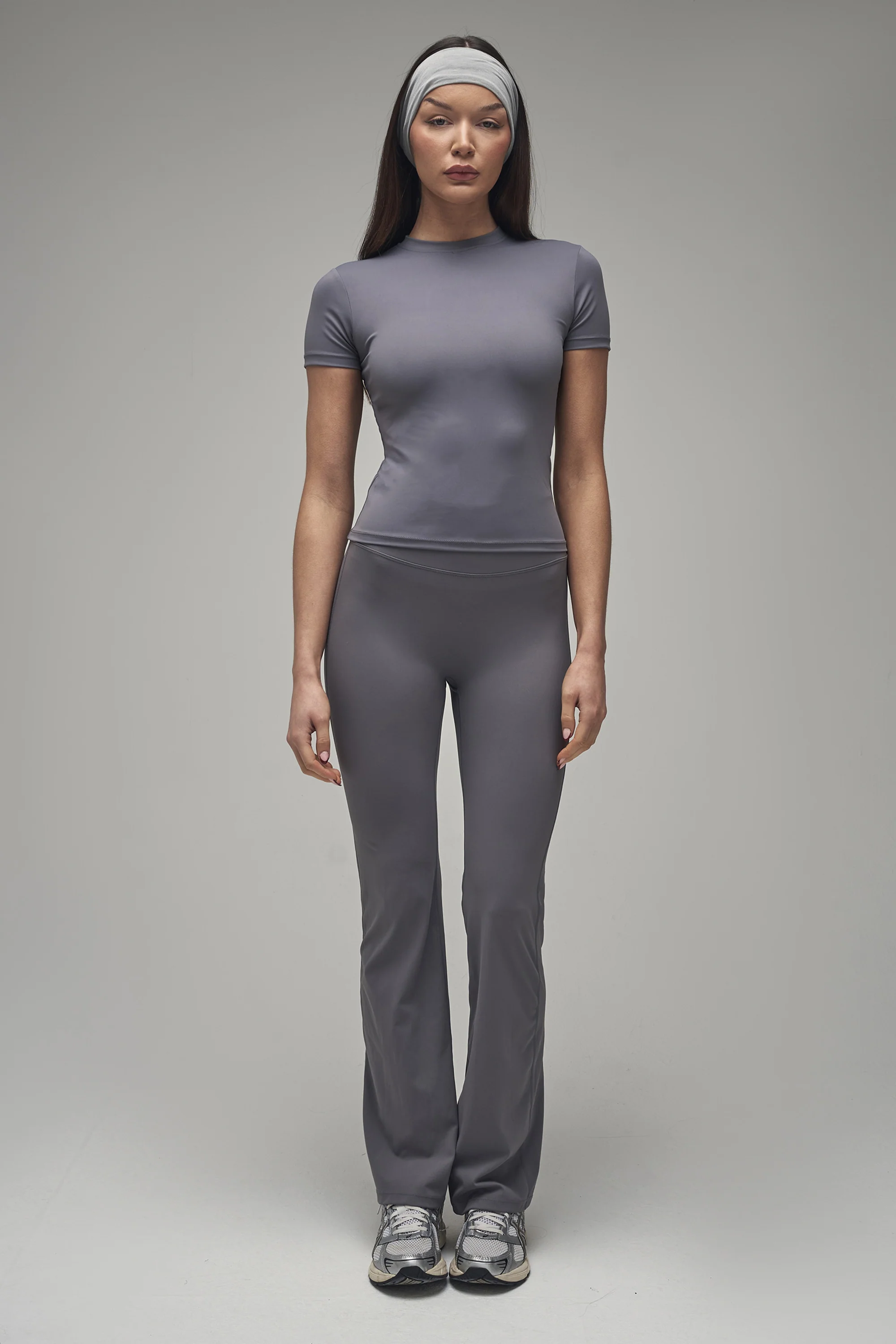 Kaiia Sculpt Short Sleeve Fitted T-shirt Slate Grey - Image 3