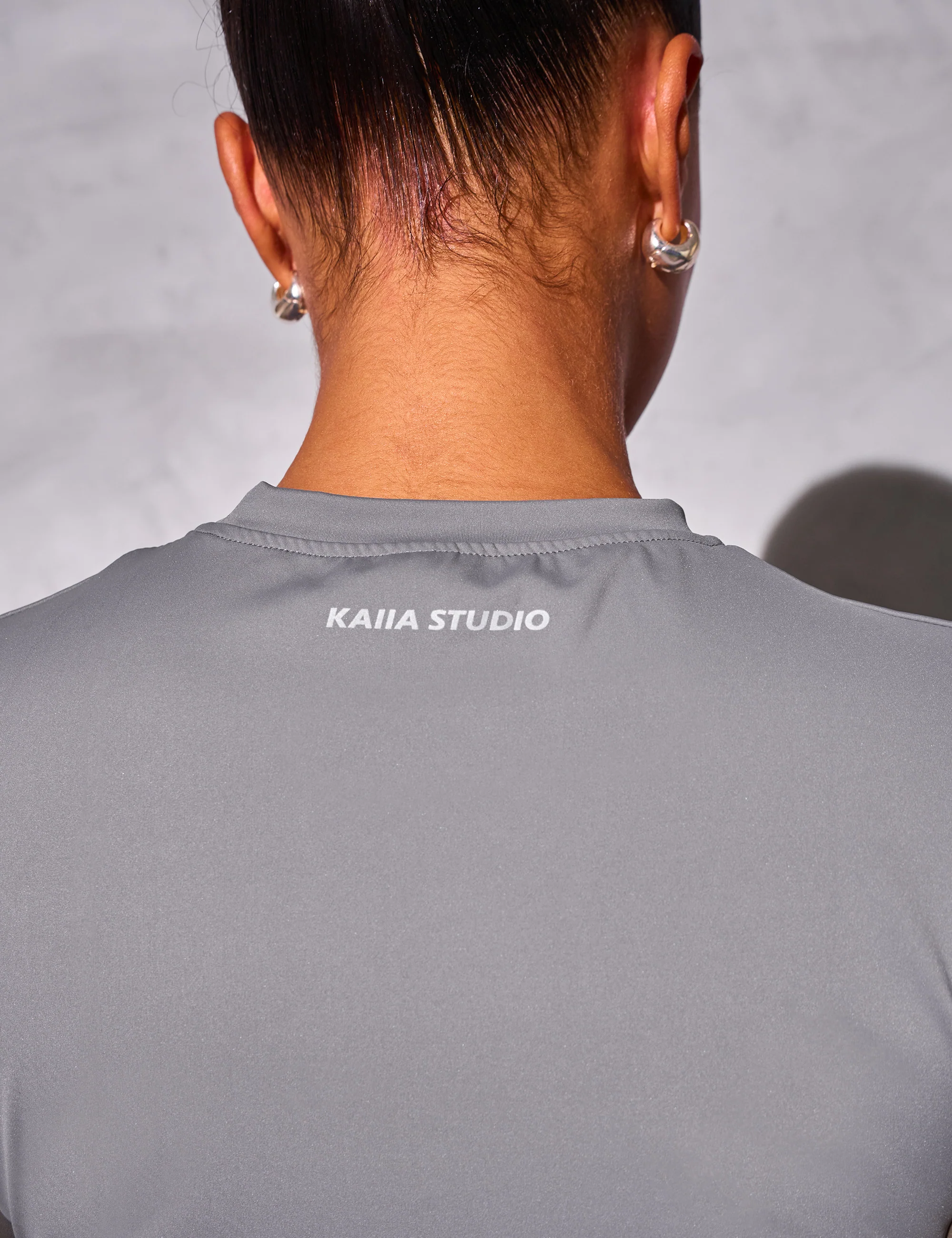 Kaiia Sculpt Short Sleeve Fitted T-shirt Slate Grey - Image 6