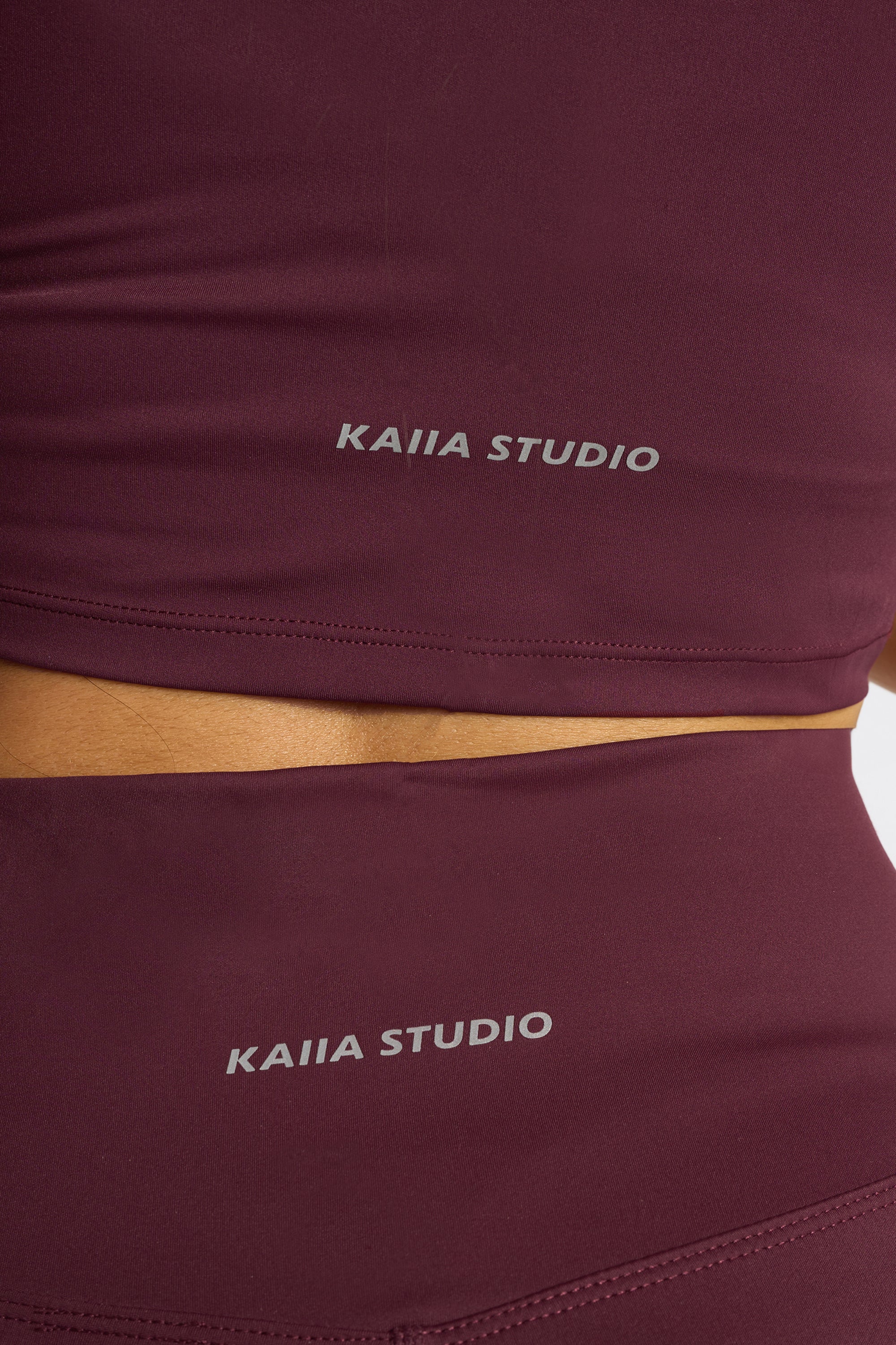 Kaiia Sculpt Square Neck Crop Top Dark Cherry - Image 11