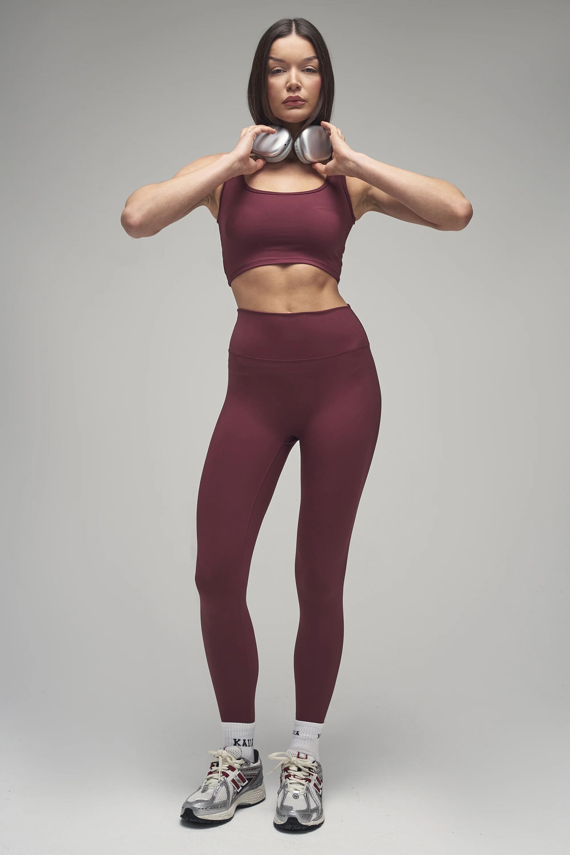 Kaiia Sculpt Square Neck Crop Top Dark Cherry - Image 6