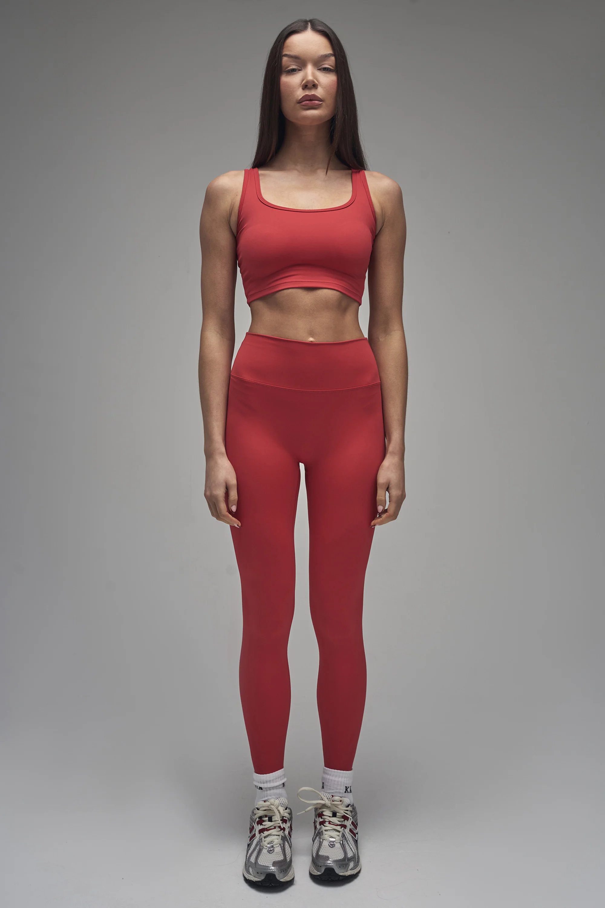 Kaiia Sculpt Square Neck Crop Top Red - Image 5