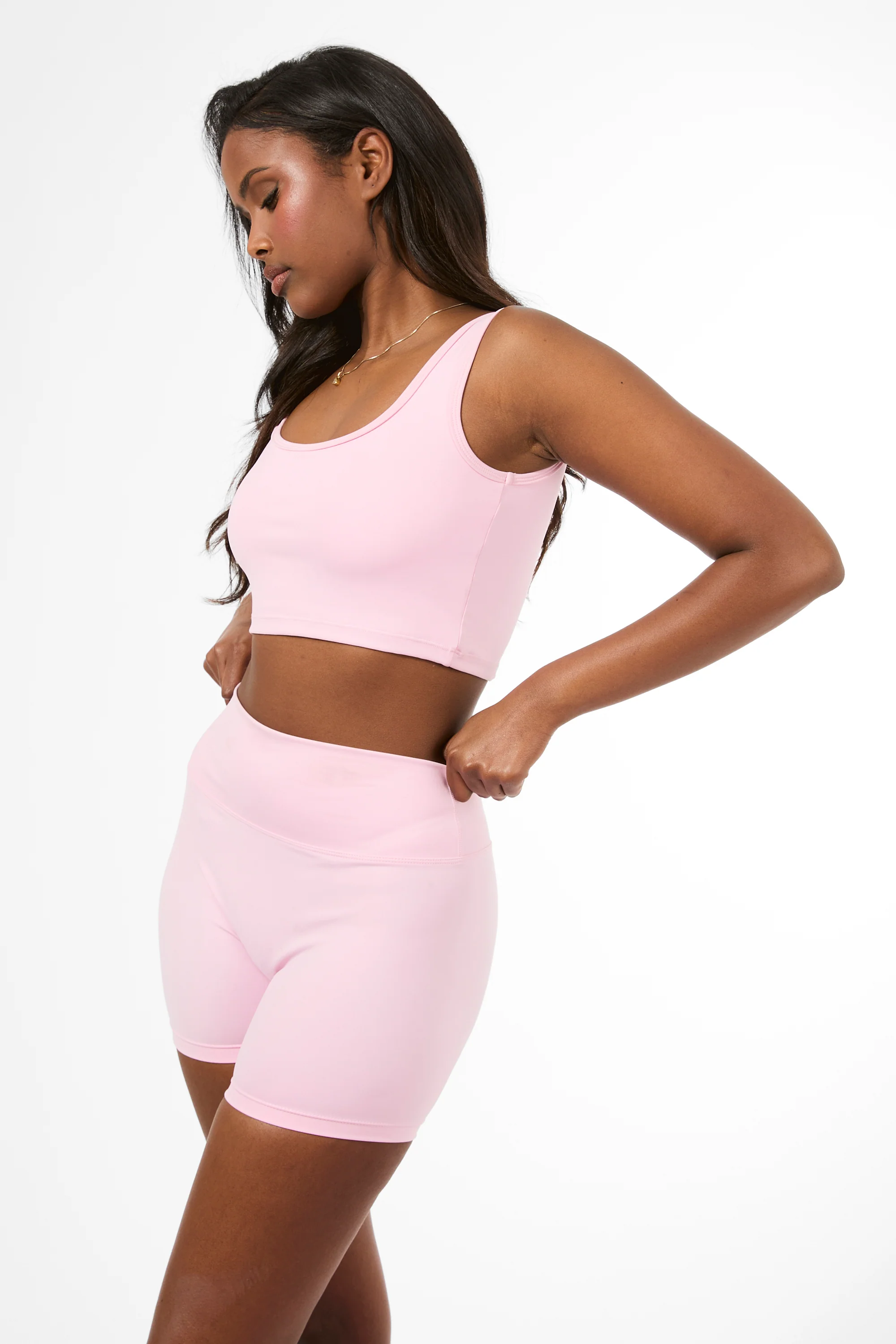 Kaiia Sculpt Square Neck Crop Top Baby Pink - Image 9