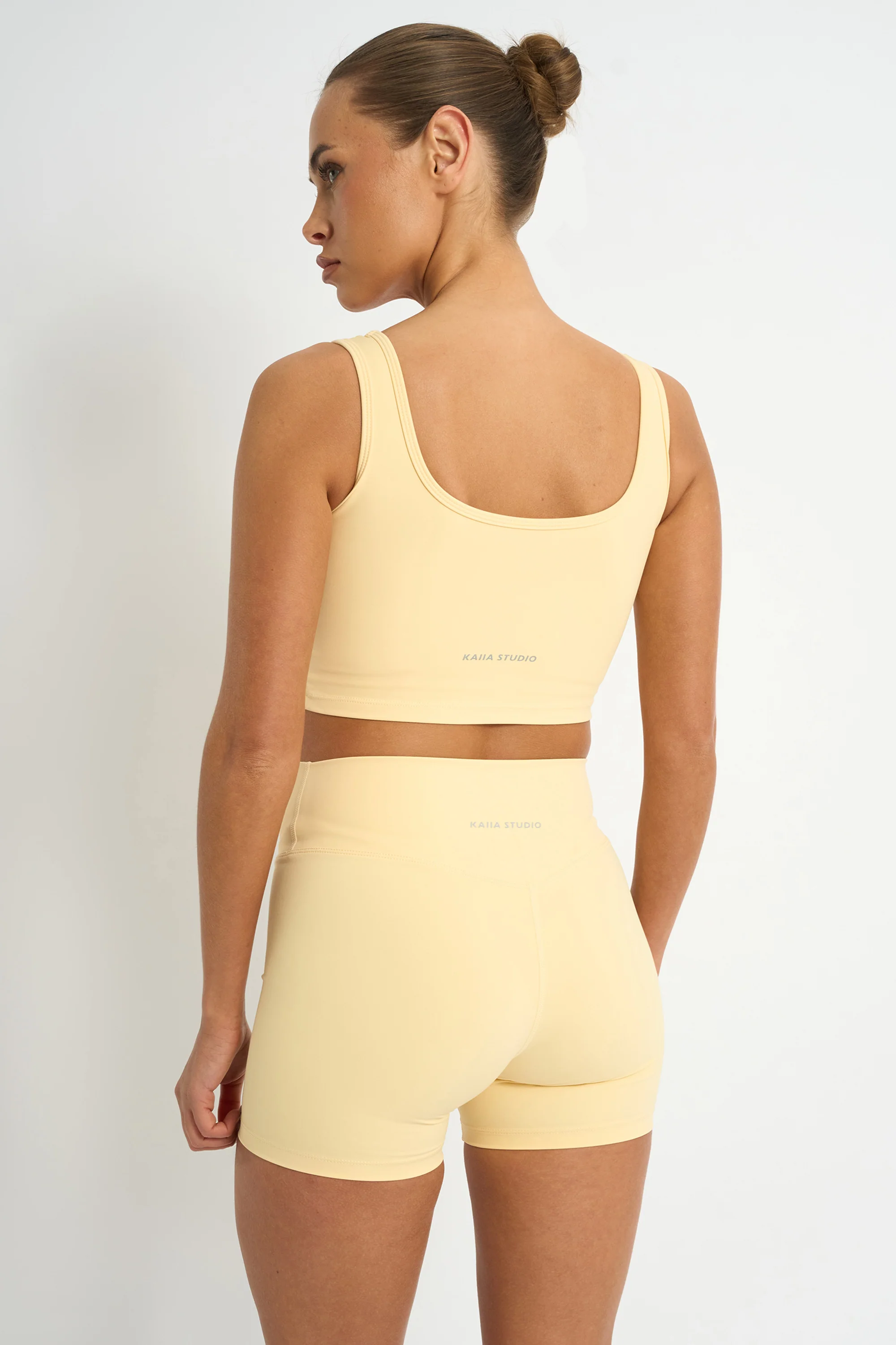 Kaiia Sculpt Square Neck Crop Top Yellow - Image 6