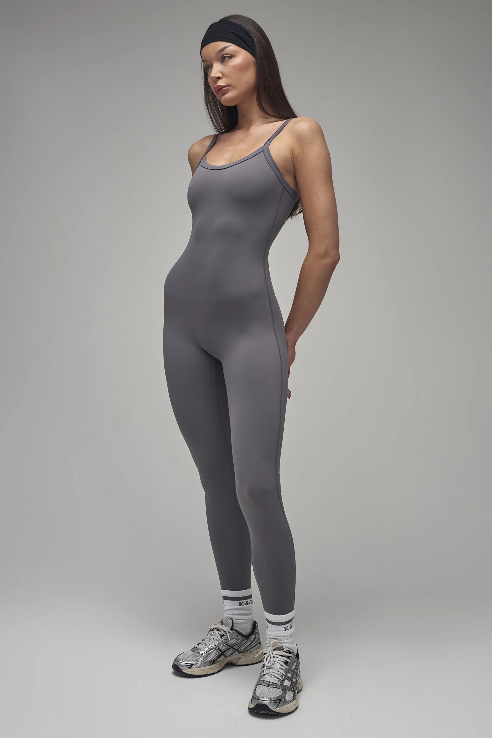 Kaiia Sculpt Strappy Unitard Slate Grey - Image 7