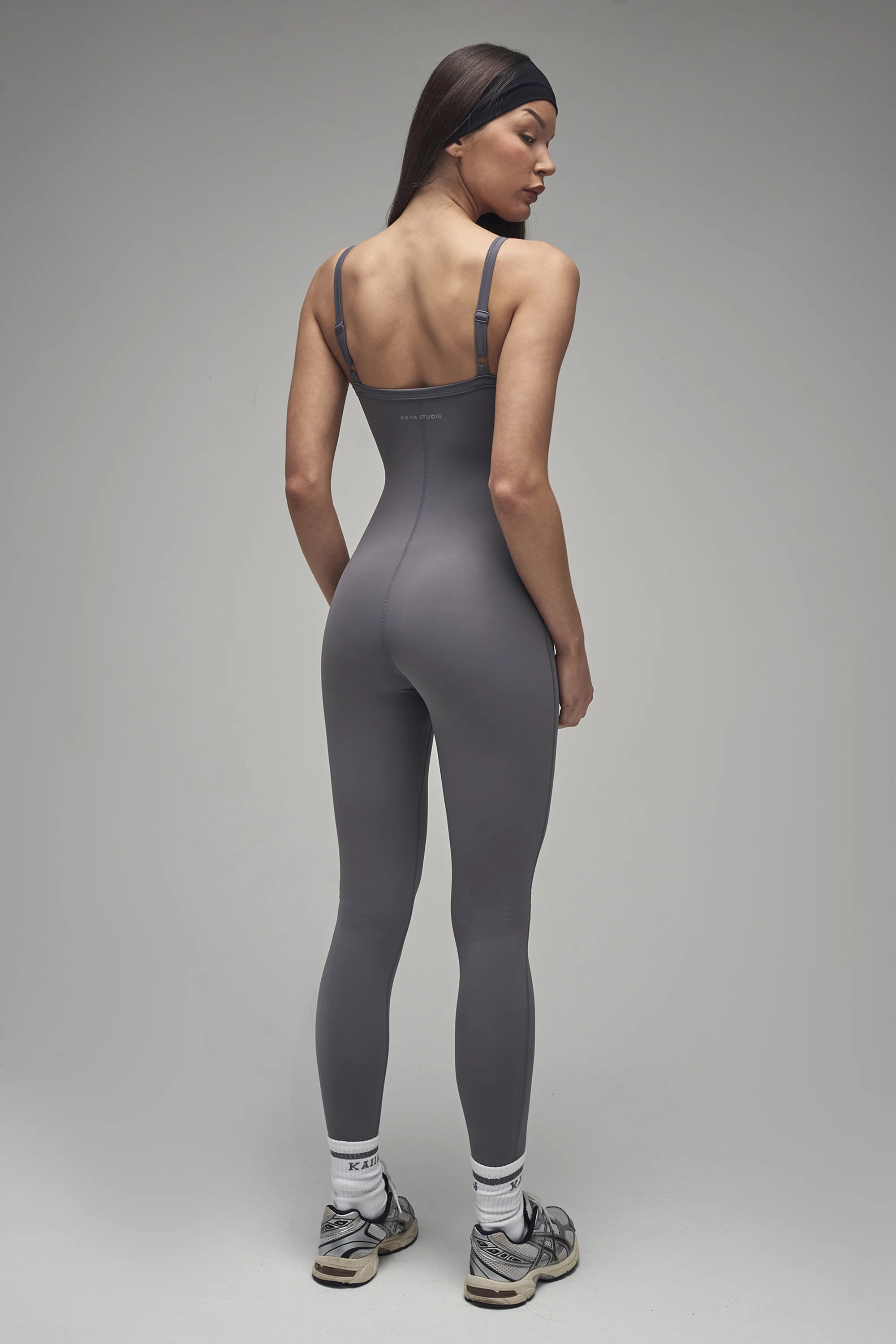 Kaiia Sculpt Strappy Unitard Slate Grey - Image 8