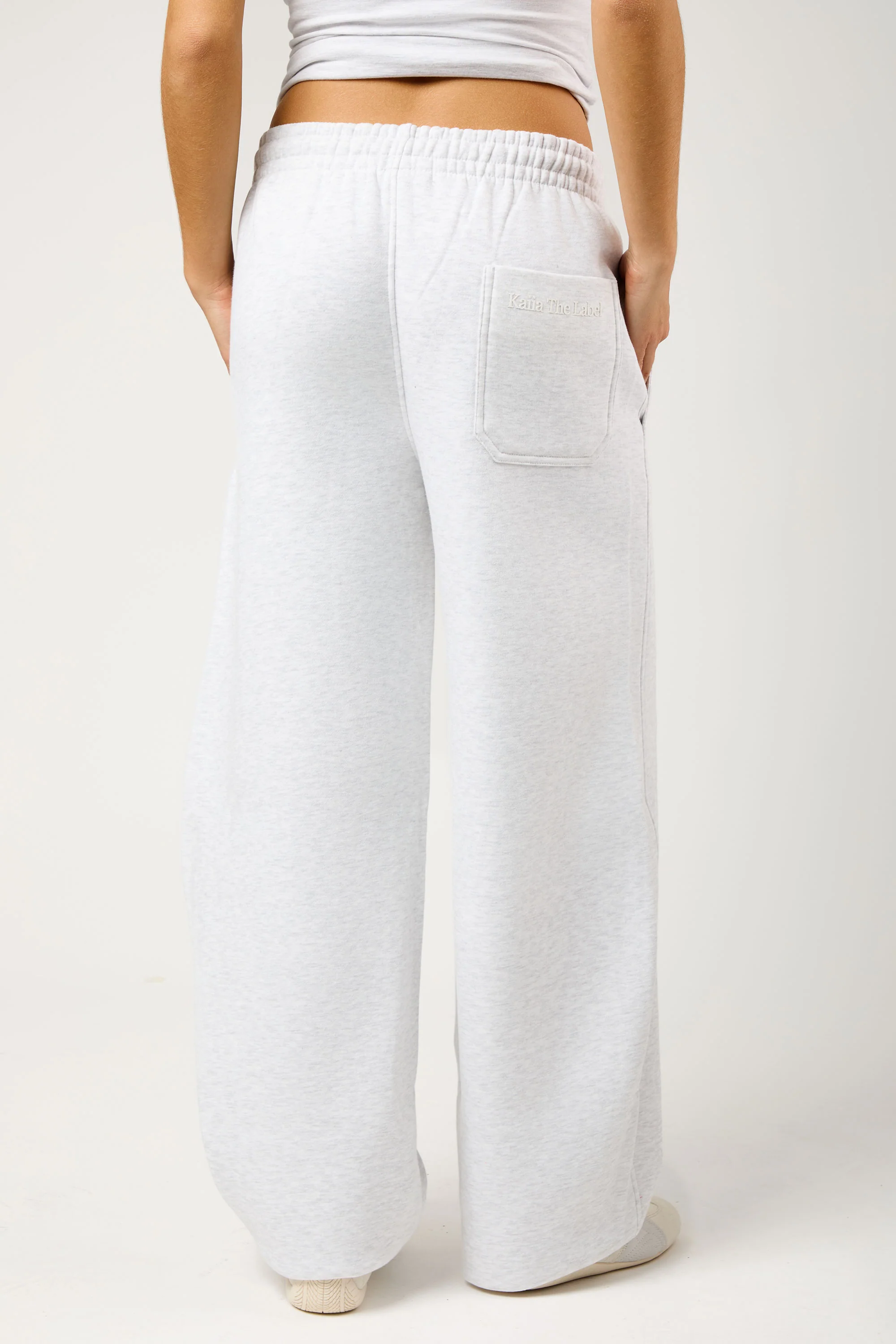 Kaiia The Label Seam Detail Side Pocket Barrel Leg Joggers Light Grey Marl - Image 6