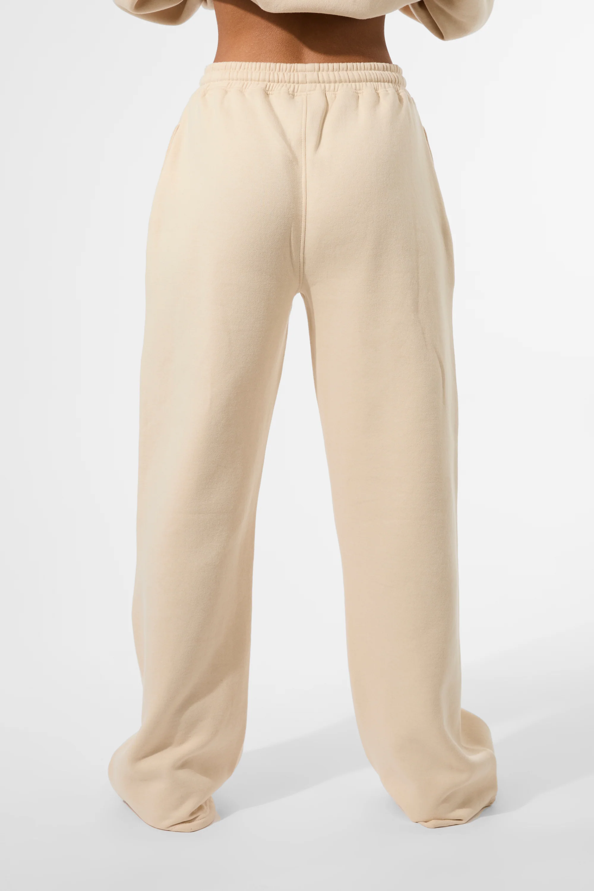 Kaiia Seam Detail Wide Leg Joggers Custard Cream - Image 4