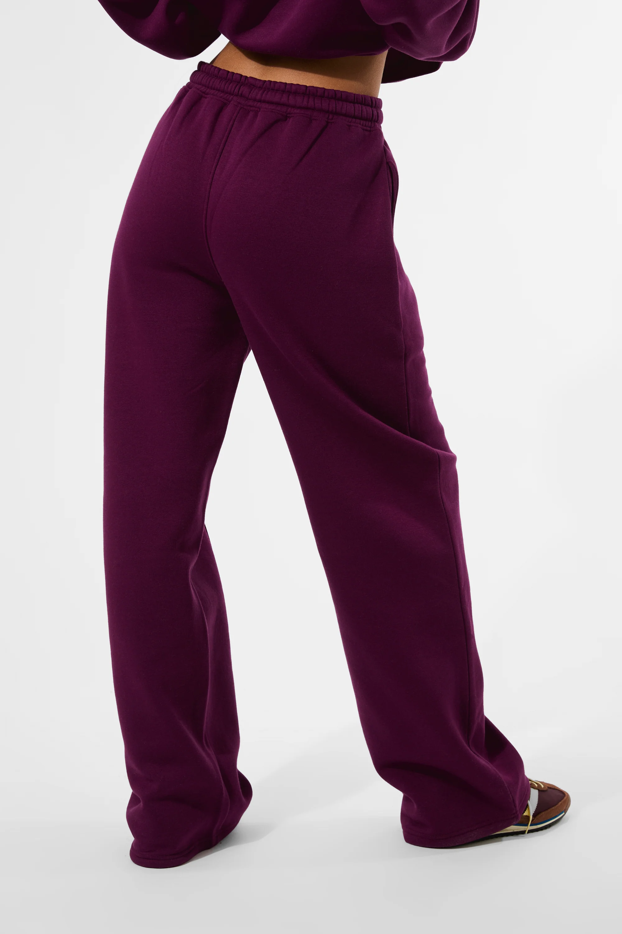 Kaiia Seam Detail Wide Leg Joggers Grape - Image 4