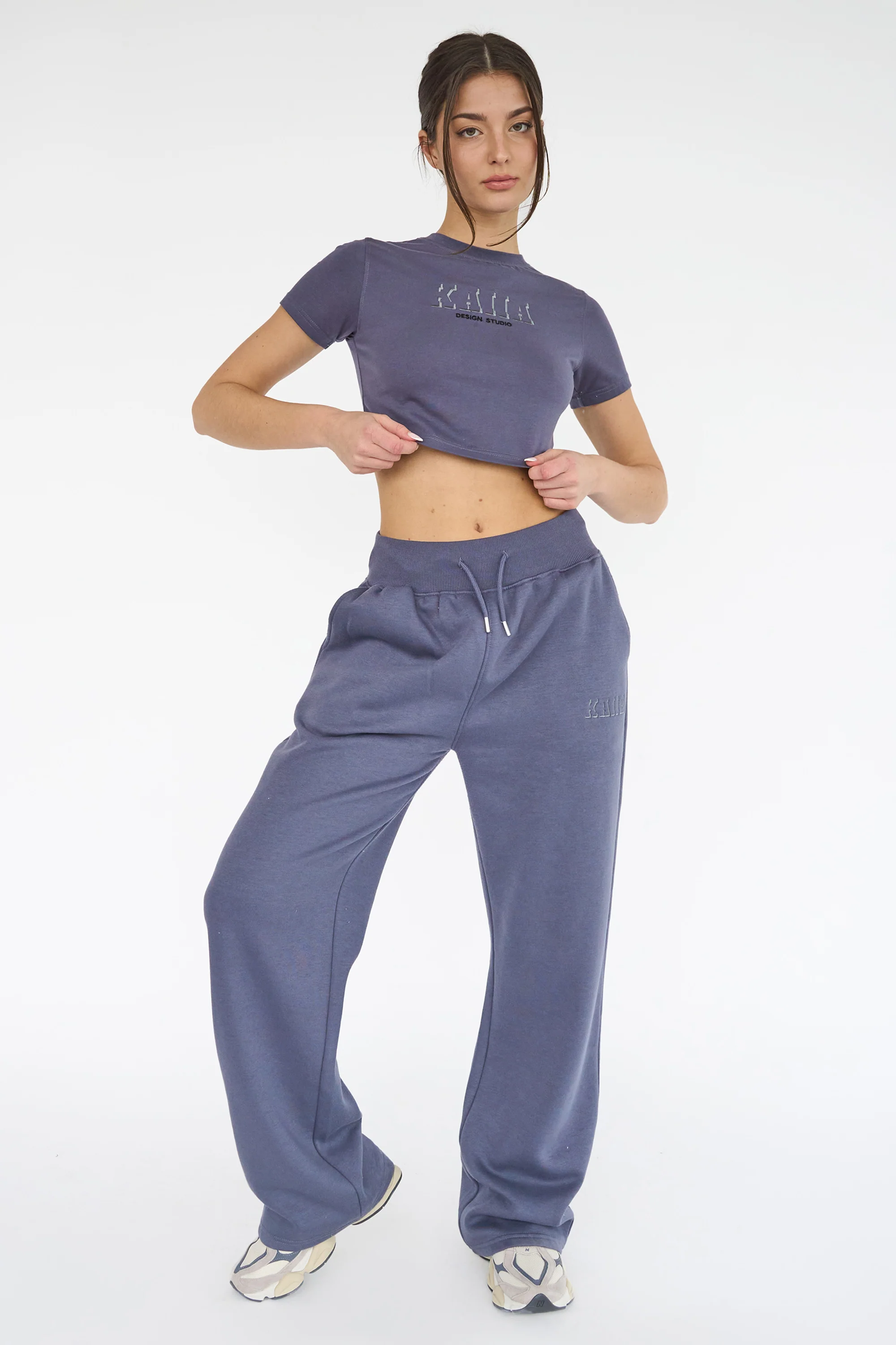 Kaiia Shadow Logo Baby Tee Slate Blue - Image 3