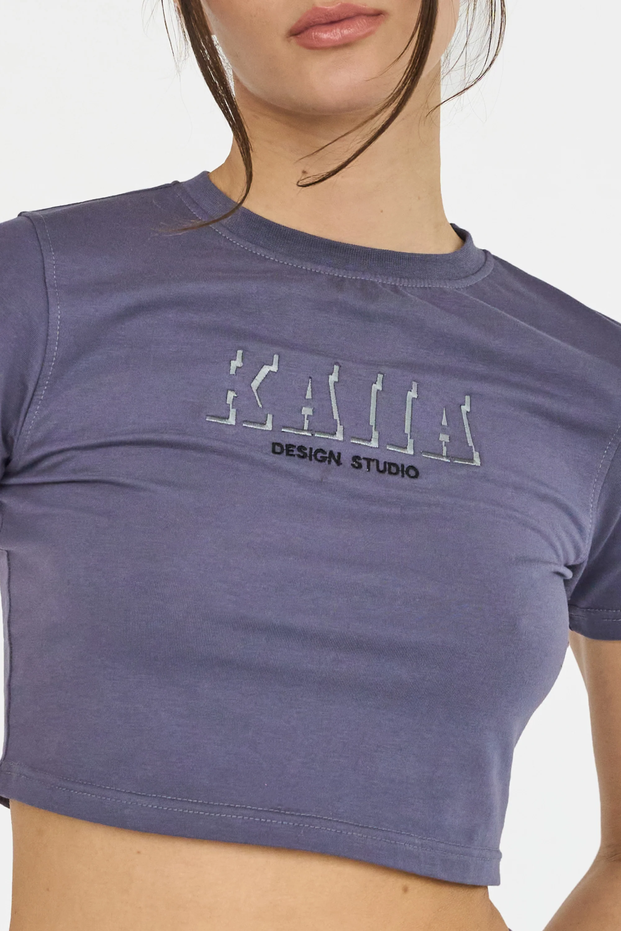 Kaiia Shadow Logo Baby Tee Slate Blue - Image 4