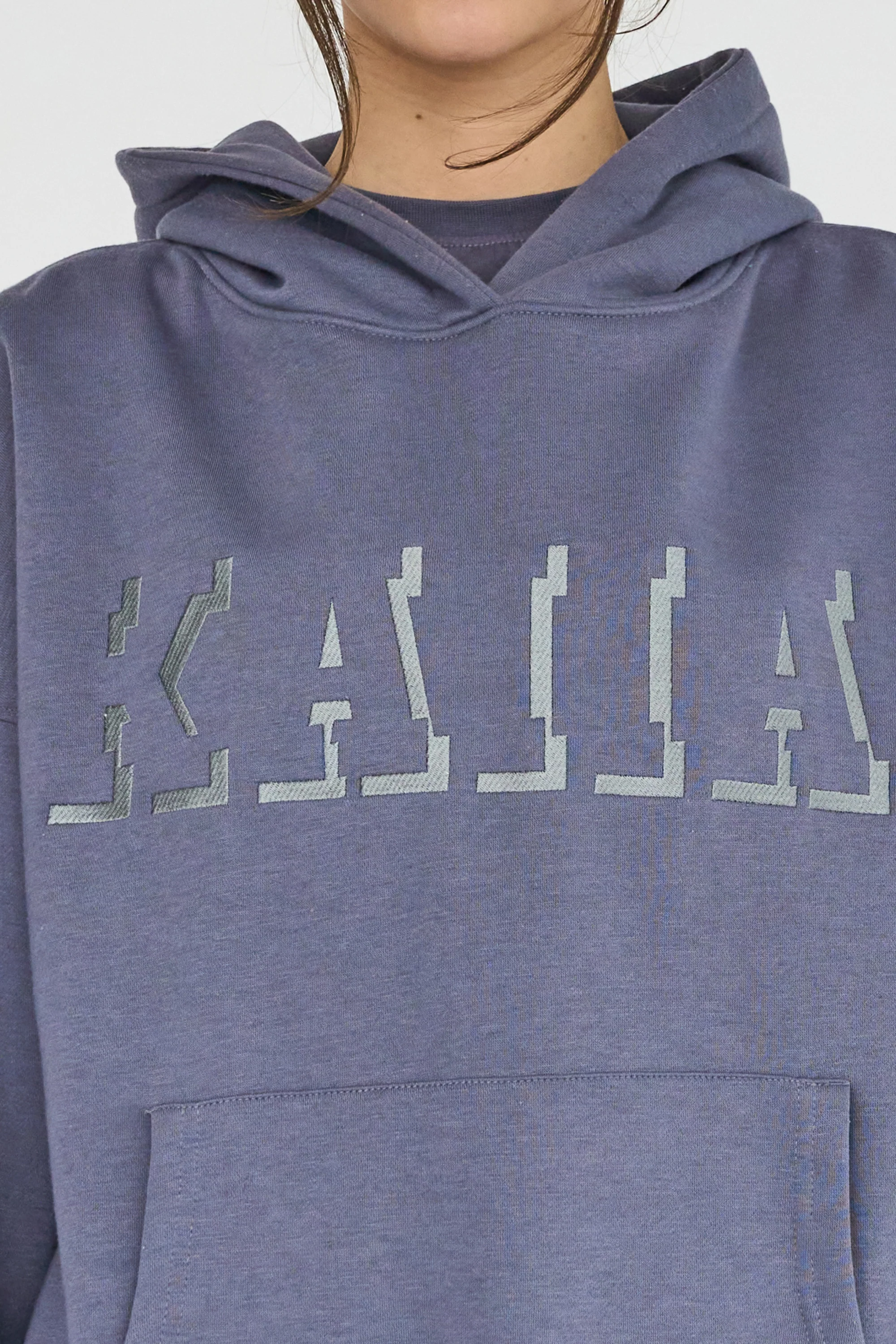 Kaiia Shadow Logo Oversized Hoodie Slate Blue - Image 4
