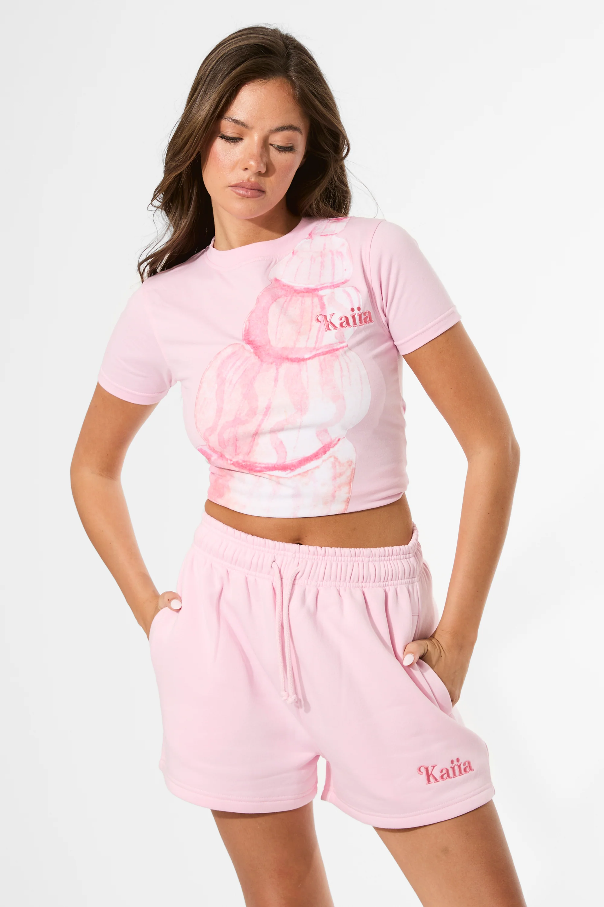 Kaiia Shell Graphic Baby Tee Baby Pink - Image 5