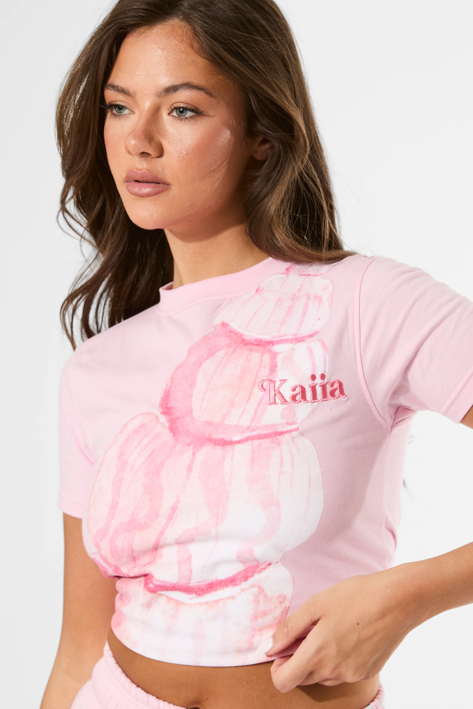 Kaiia Shell Graphic Baby Tee Baby Pink - Image 6