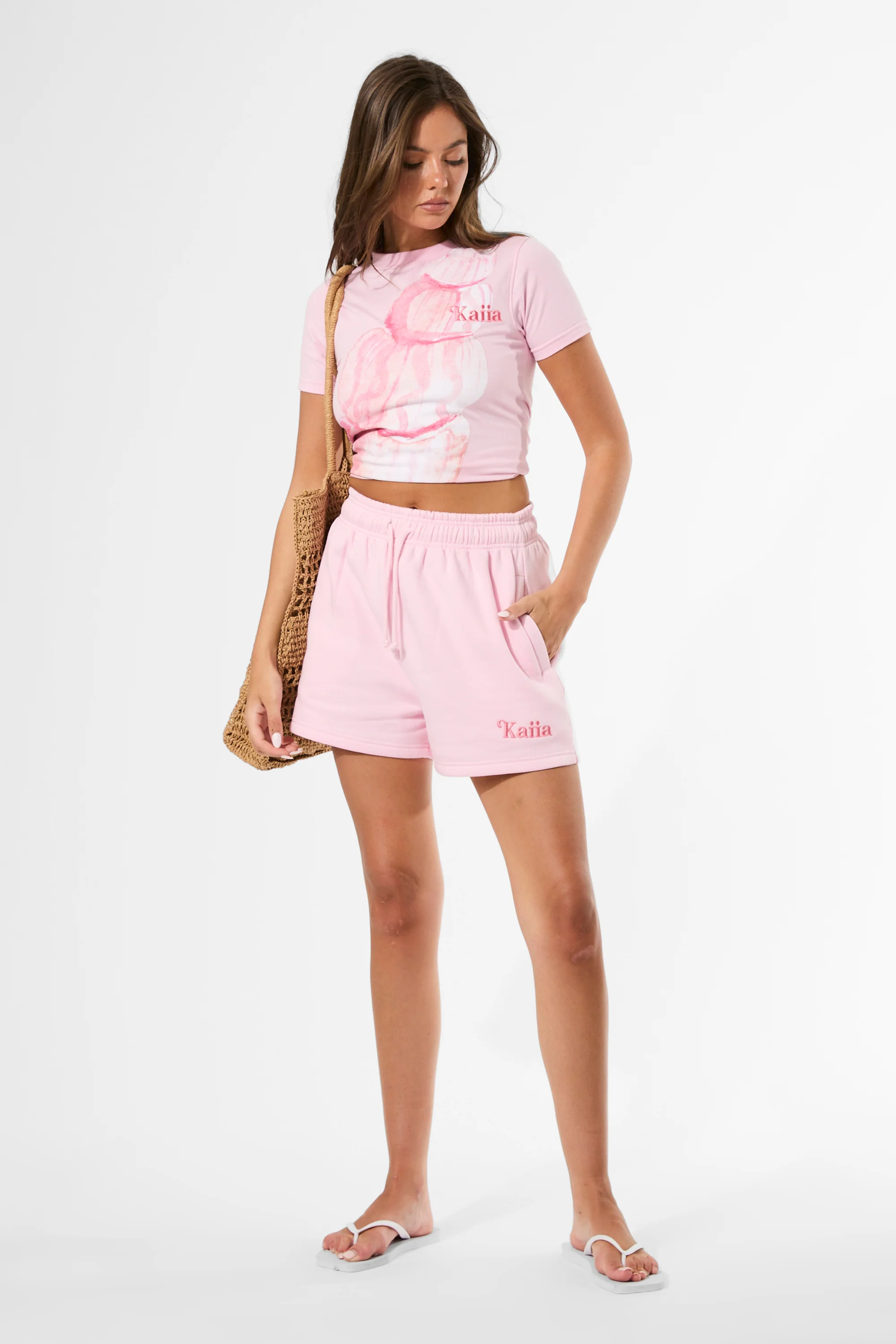 Kaiia Shell Graphic Baby Tee Baby Pink - Image 8