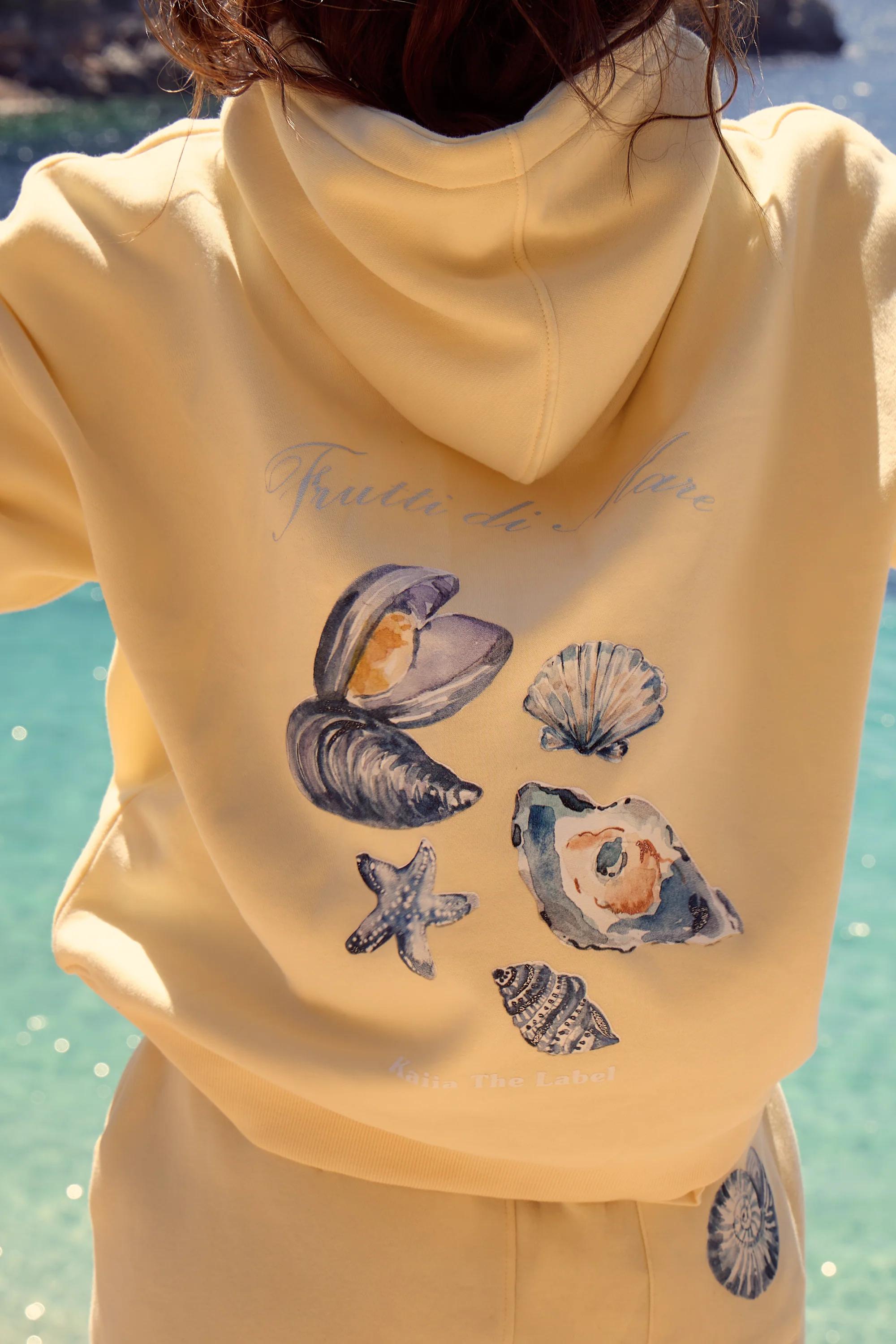 Kaiia Shell Graphic Oversized Hoodie Lemon Zest - Image 3