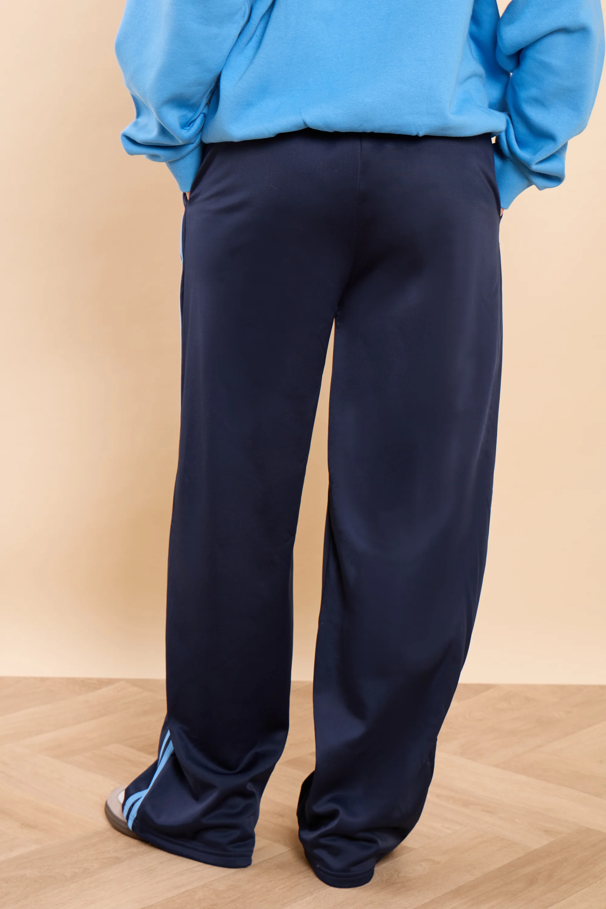 Kaiia Side Stripe Tricot Joggers Deep Navy & Vibrant Blue - Image 3