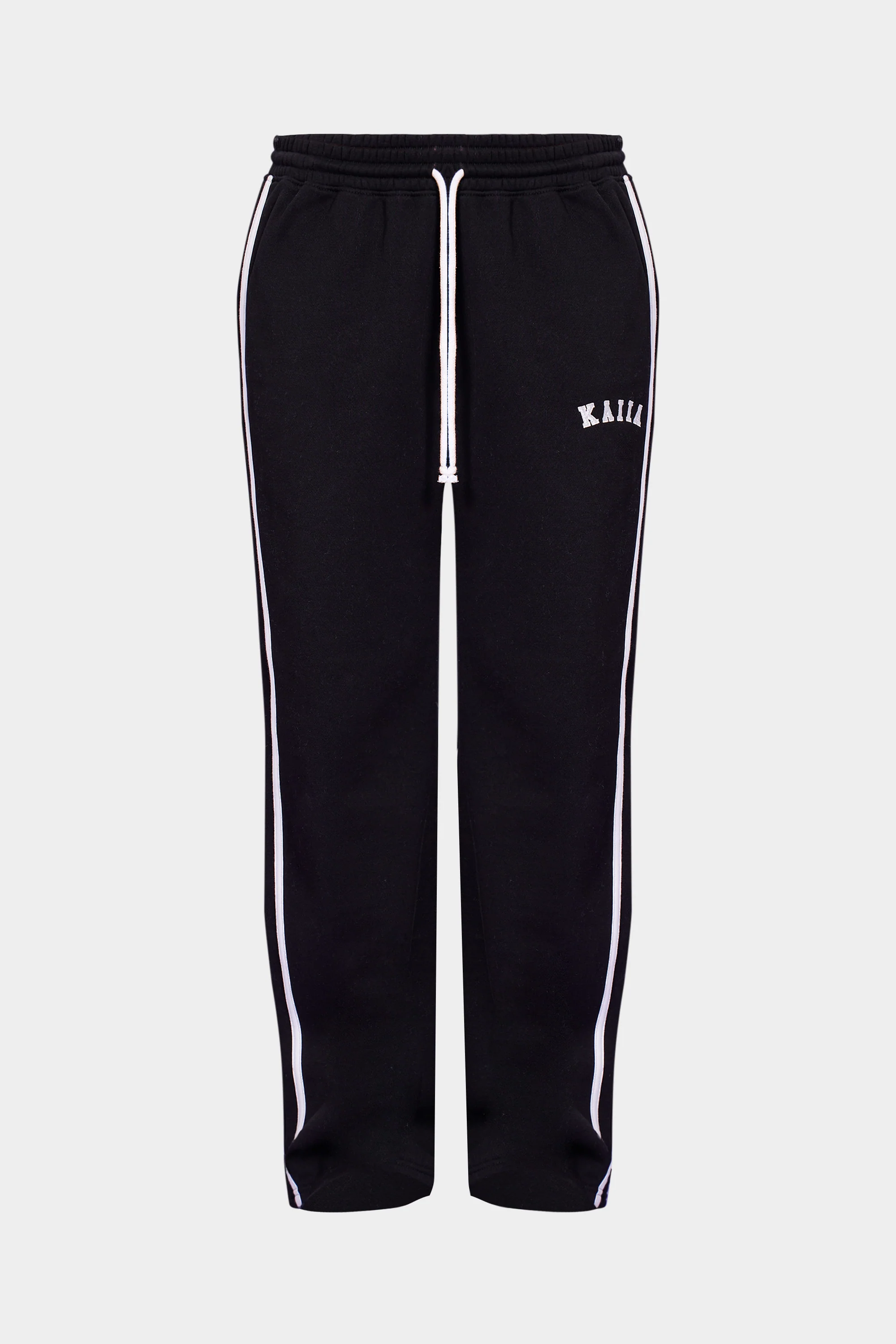 Kaiia Sport Side Stripe Wide Leg Joggers Black & White - Image 6