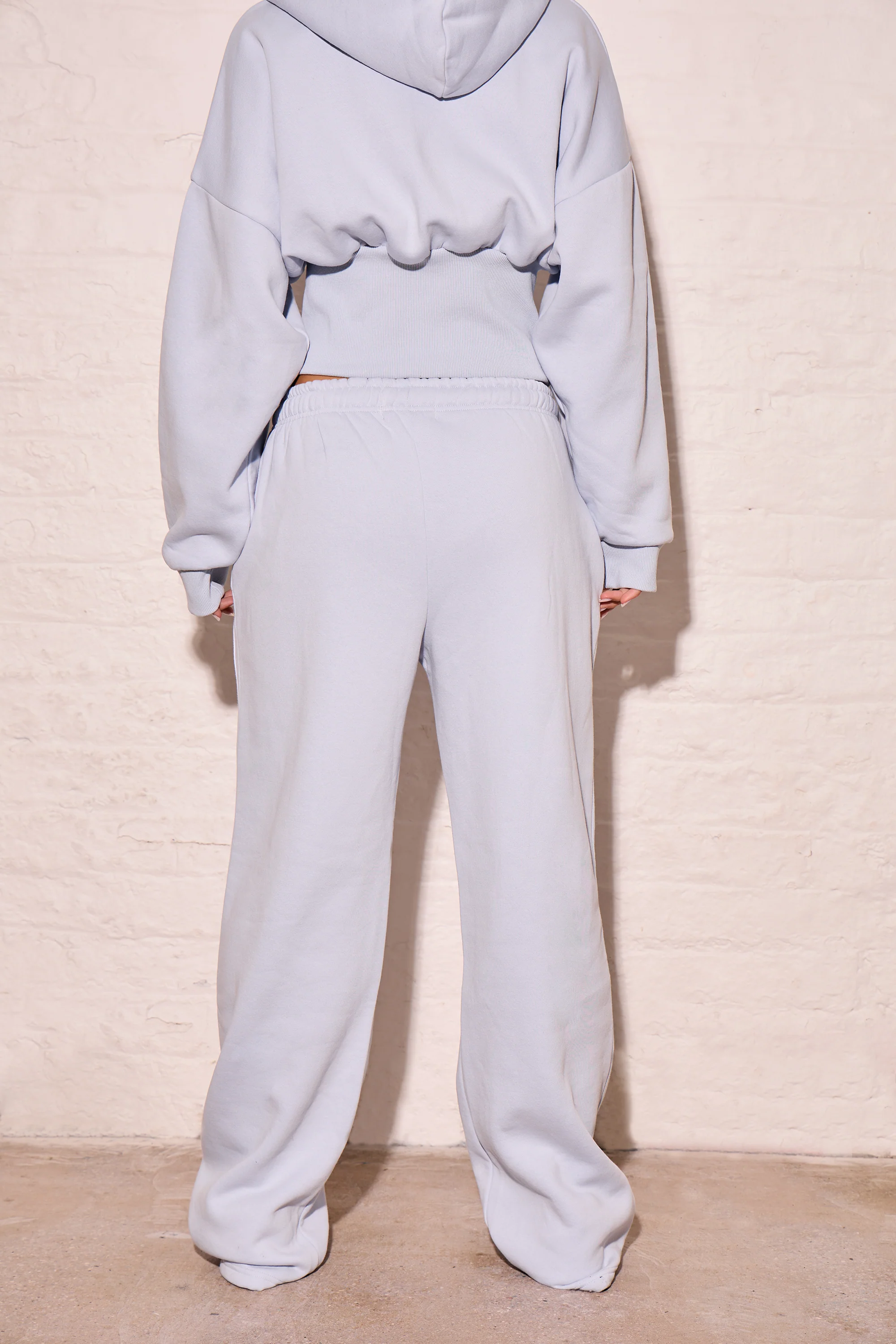 Kaiia Side Stripe Wide Leg Joggers Dusty Blue & Lemon - Image 4