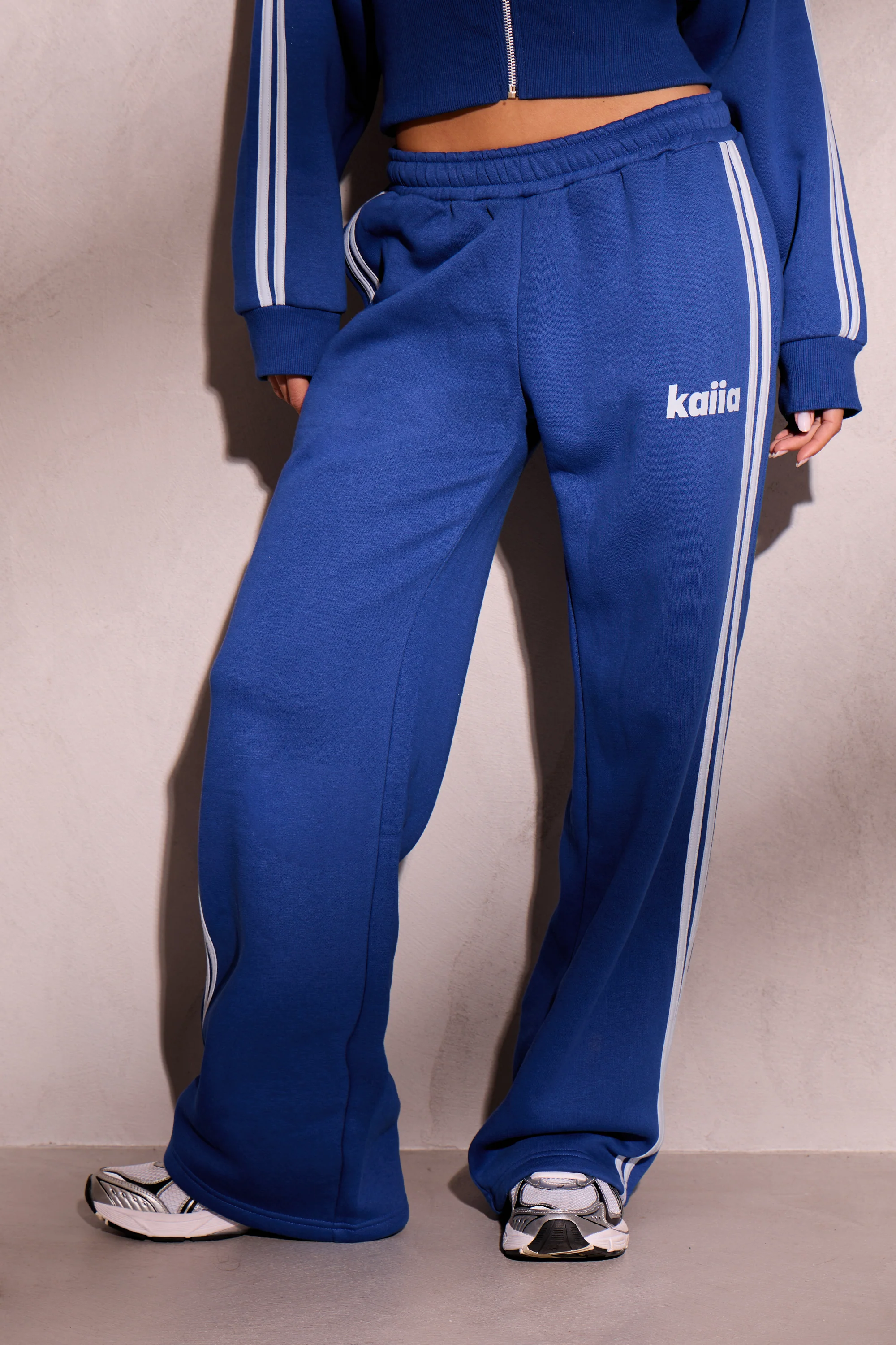 Kaiia Side Stripe Wide Leg Joggers Victory Blue & Dusty Blue - Image 3