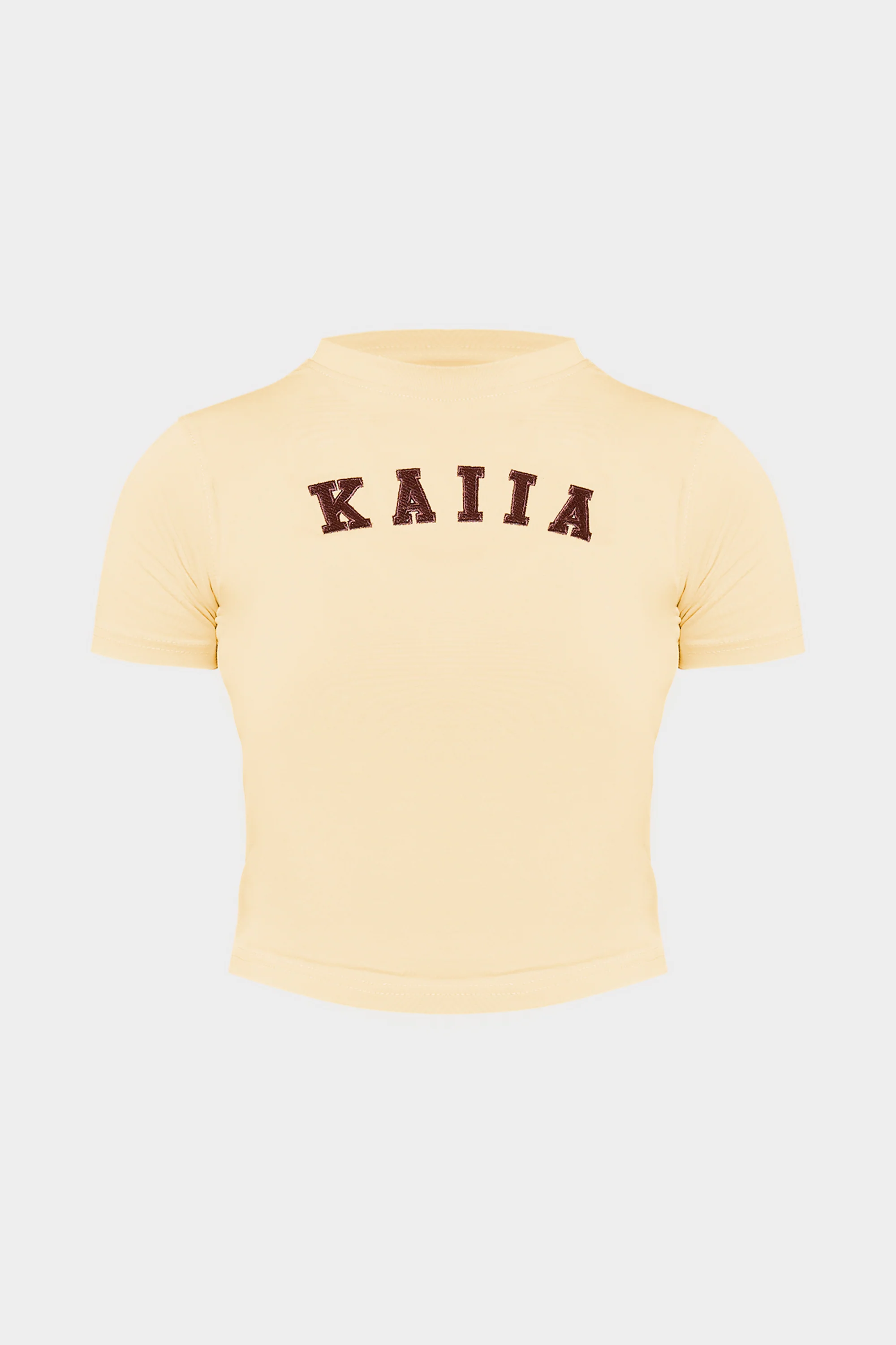 Kaiia Slogan Baby Tee Butter Yellow & Brown - Image 4