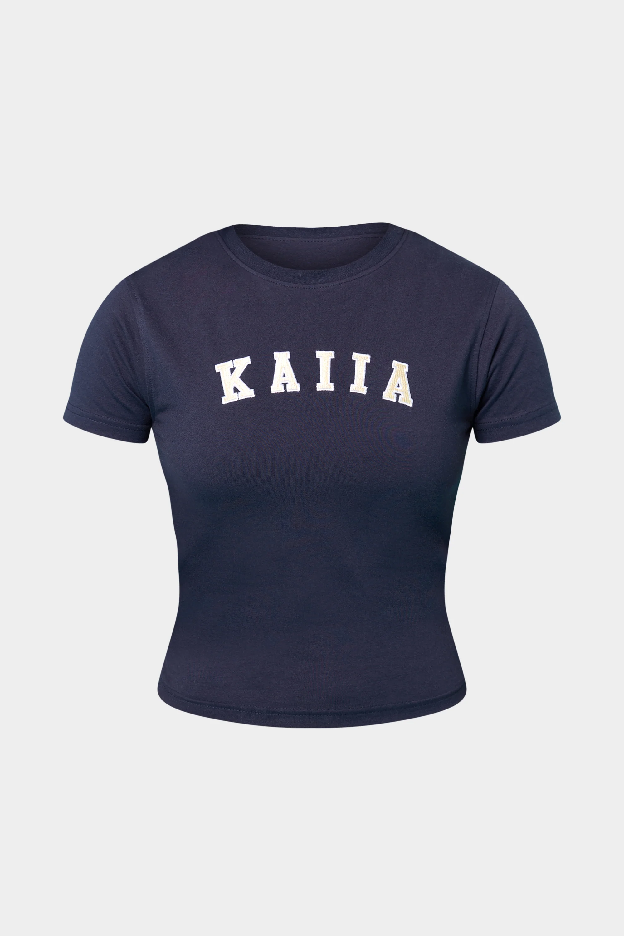 Kaiia Slogan Baby Tee Ink Blue & Lemon - Image 5