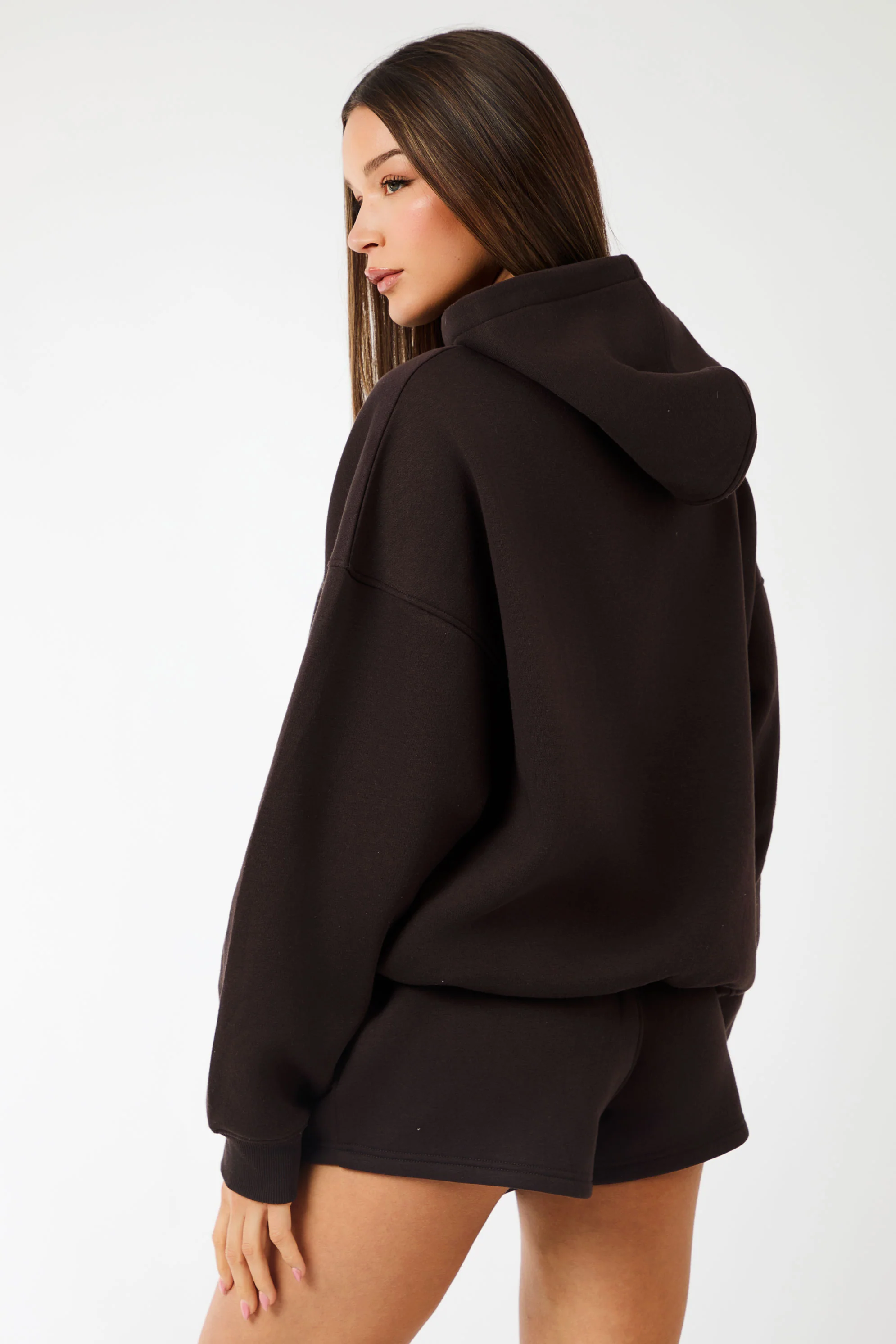 Kaiia Slogan Oversized Hoodie Brown - Image 5